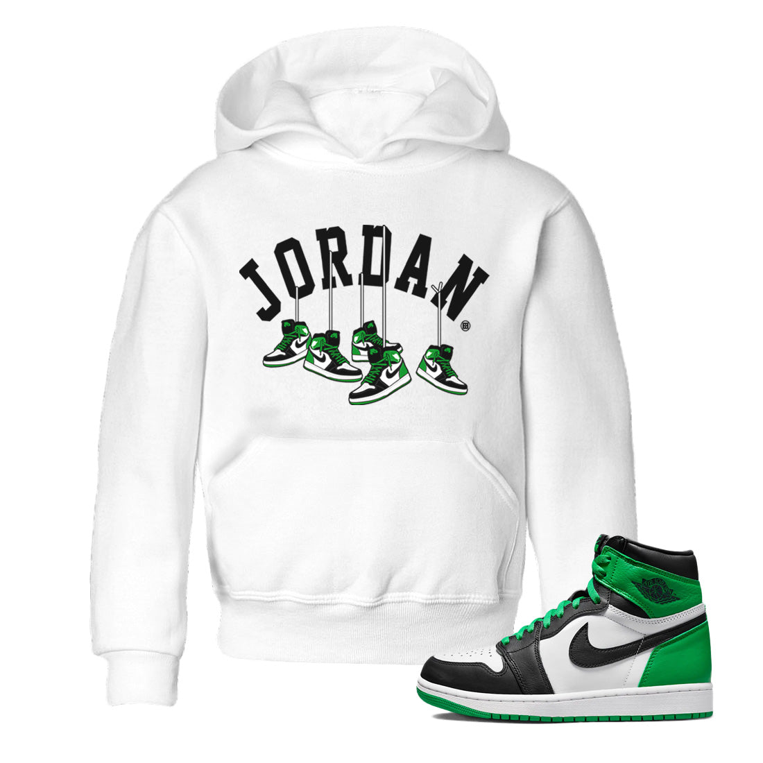 Air Jordan 1 Celtics Shirt To Match Jordans Hanging Sneakers Sneaker Tees Air Jordan 1 Retro Celtics Drip Gear Zone Sneaker Matching Clothing Kids Shirts White 1