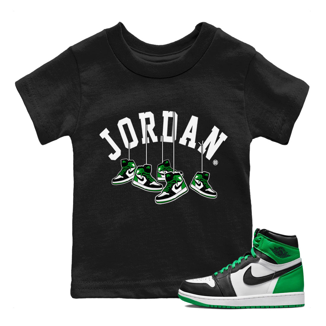 Air Jordan 1 Celtics Shirt To Match Jordans Hanging Sneakers Sneaker Tees Air Jordan 1 Retro Celtics Drip Gear Zone Sneaker Matching Clothing Kids Shirts Black 1