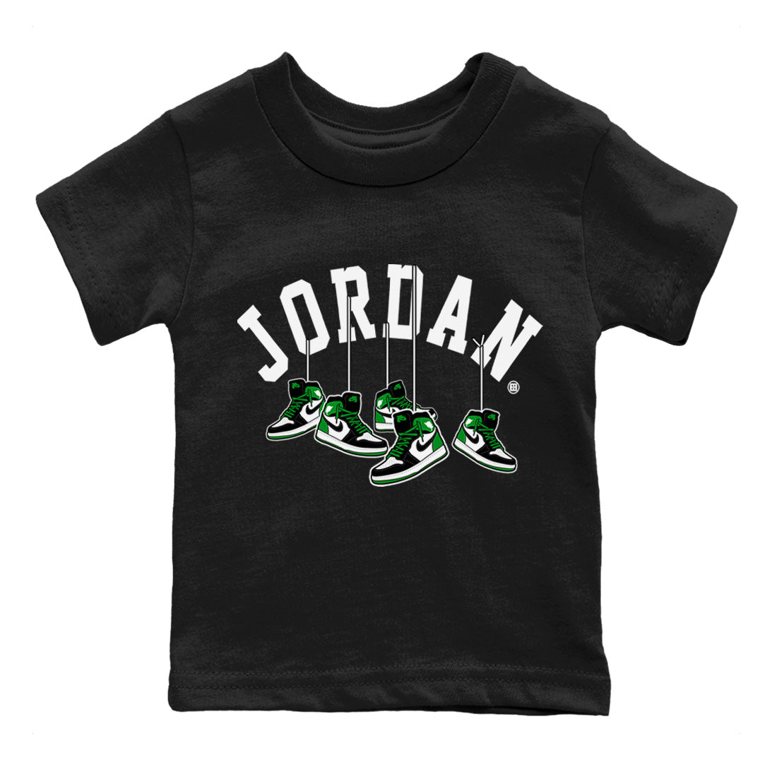 Air Jordan 1 Celtics Shirt To Match Jordans Hanging Sneakers Sneaker Tees Air Jordan 1 Retro Celtics Drip Gear Zone Sneaker Matching Clothing Kids Shirts Black 2