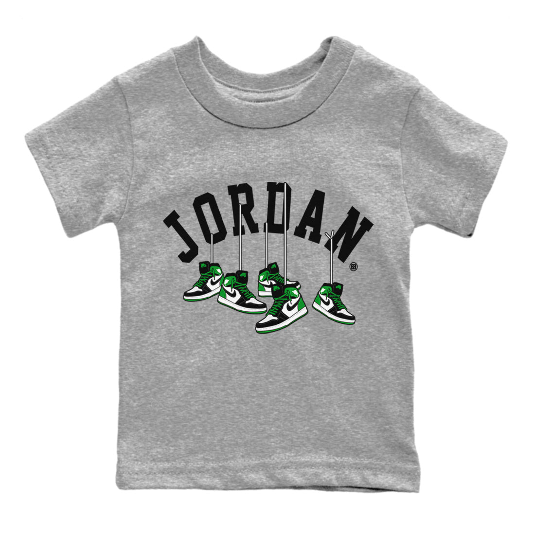 Air Jordan 1 Celtics Shirt To Match Jordans Hanging Sneakers Sneaker Tees Air Jordan 1 Retro Celtics Drip Gear Zone Sneaker Matching Clothing Kids Shirts Heather Grey 2