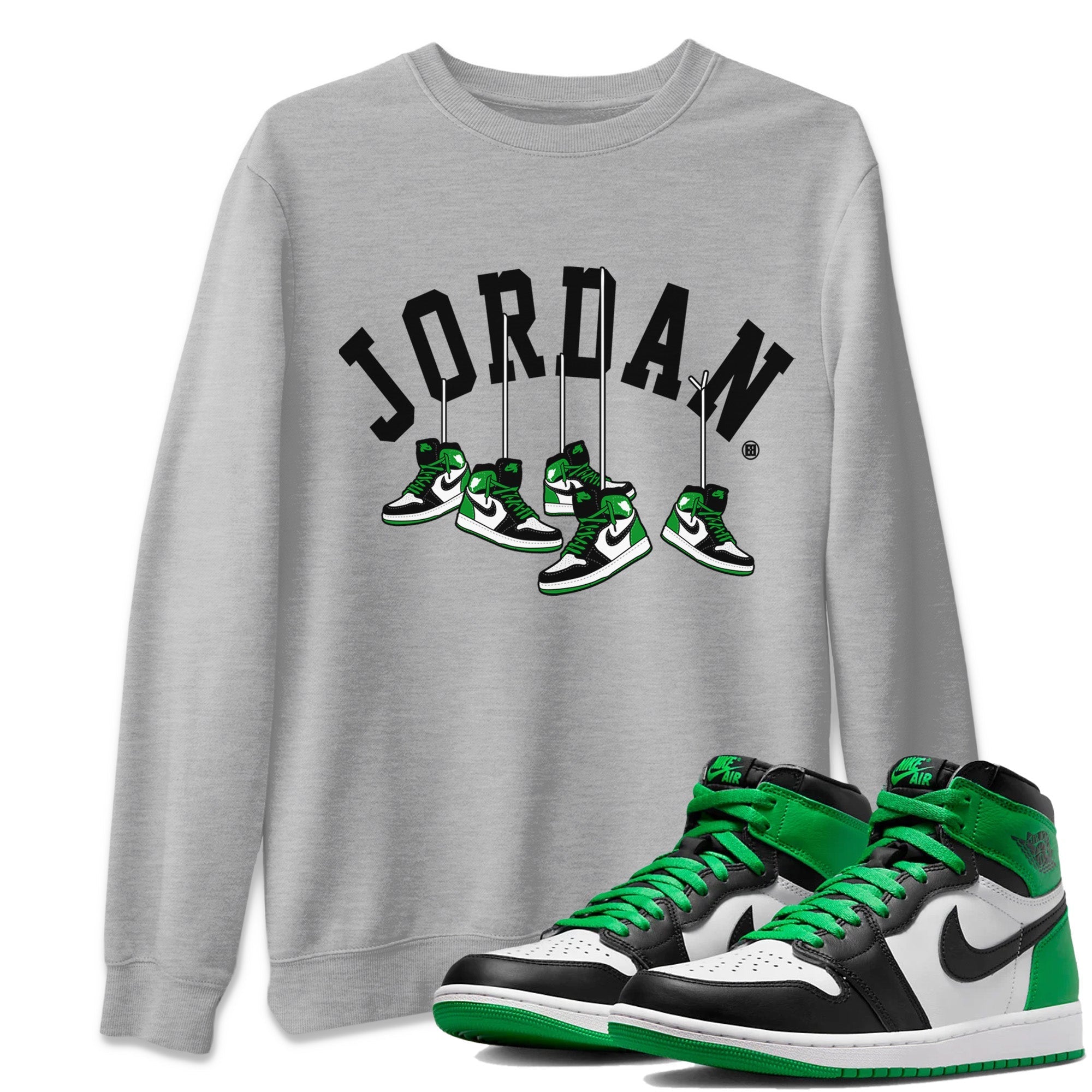 Air Jordan 1 Celtics Shirt To Match Jordans Hanging Sneakers Sneaker Tees Air Jordan 1 Retro Celtics Drip Gear Zone Sneaker Matching Clothing Unisex Shirts Heather Grey 1