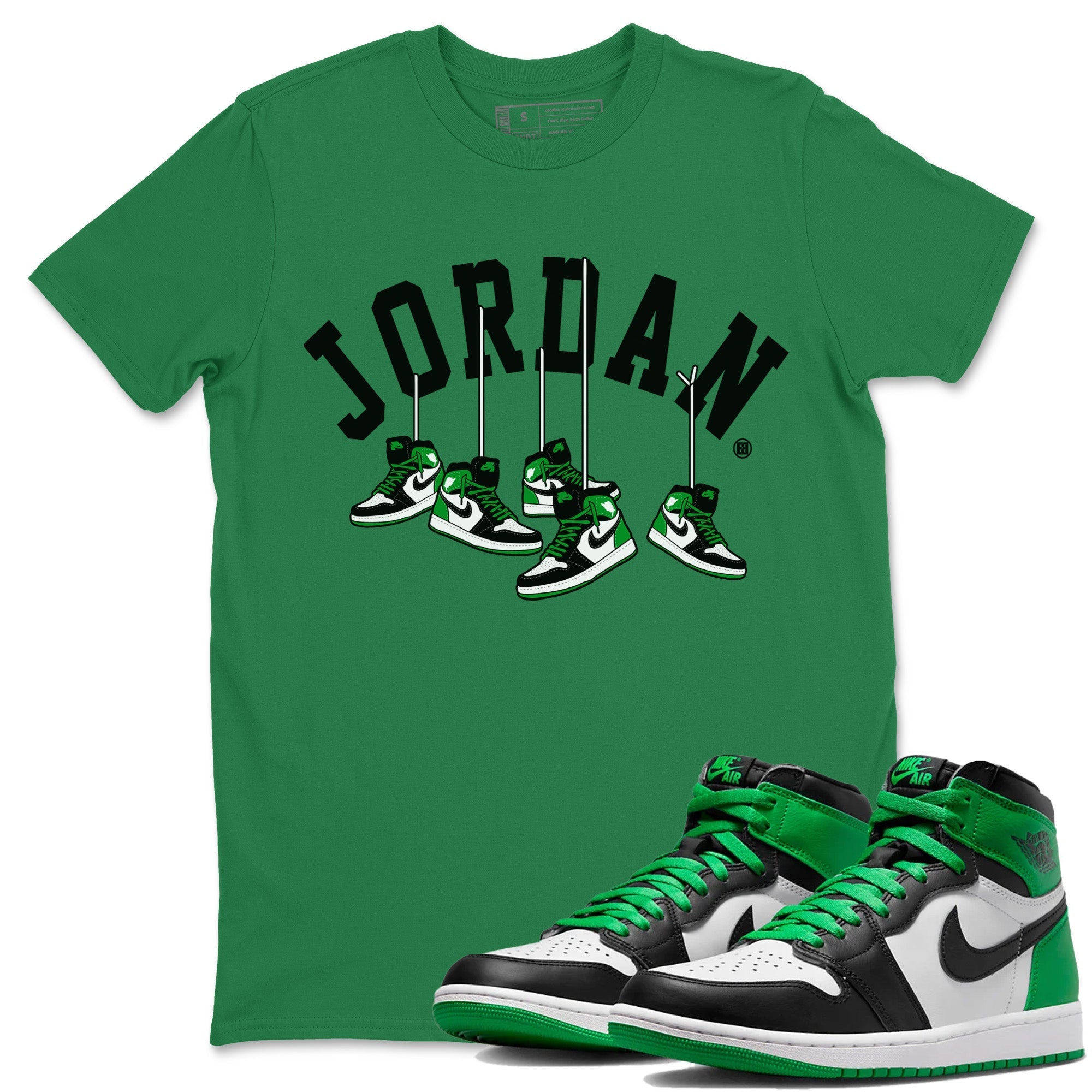 Air Jordan 1 Celtics Hanging Sneakers Crew Neck Sneaker Tees Air Jordan 1 Retro Celtics Sneaker T-Shirts Washing and Care Tip