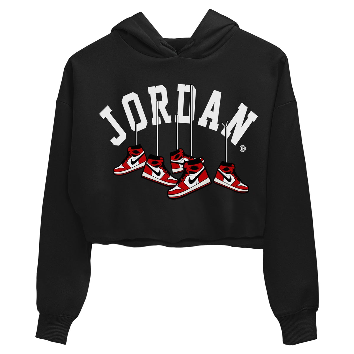 Jordan 1 Chicago Sneaker Matching T-Shirt Hanging Sneakers Sneaker Tees Jordan 1 Chicago Sneaker Release Tees Women's Shirts