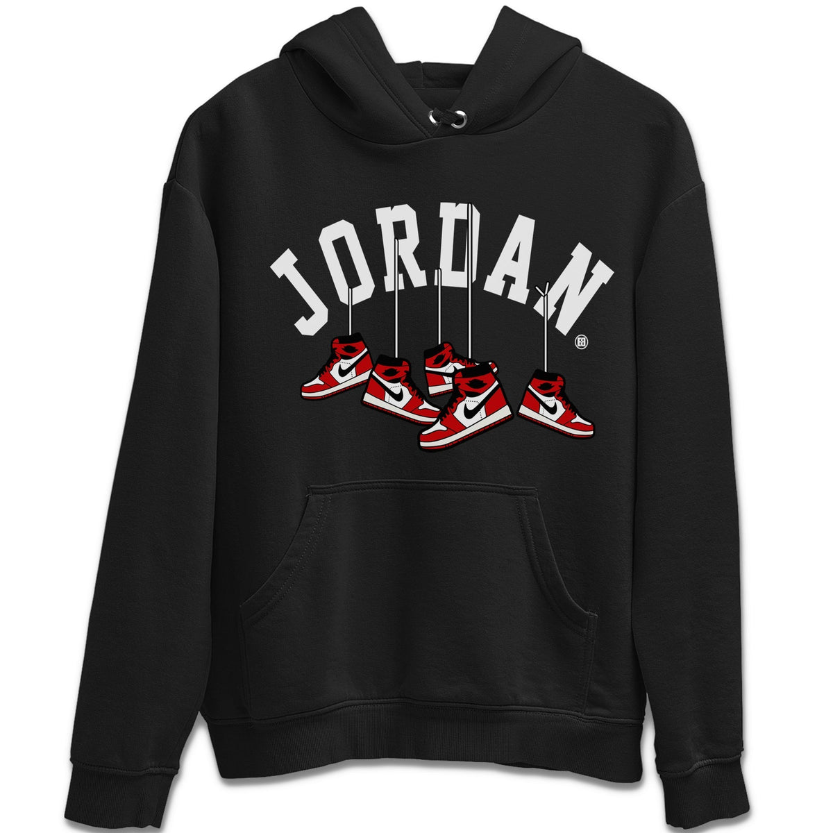Jordan 1 Chicago Sneaker Matching T-Shirt Hanging Sneakers Sneaker Tees Jordan 1 Chicago Sneaker Release Tees Crew Neck Tees