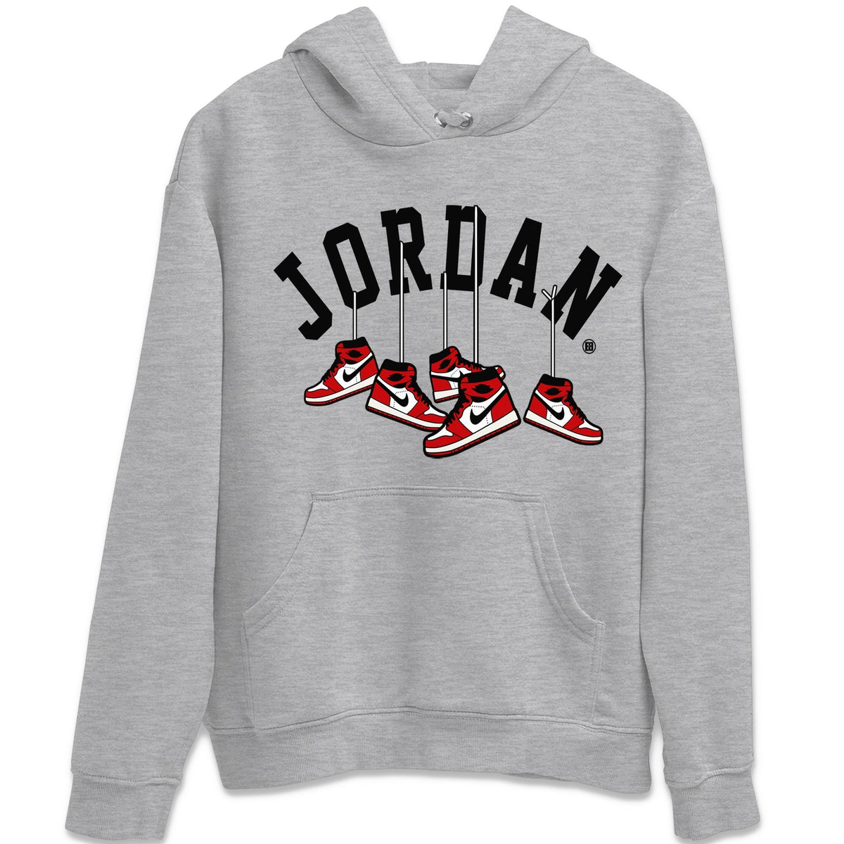 Jordan 1 Chicago Sneaker Matching T-Shirt Hanging Sneakers Sneaker Tees Jordan 1 Chicago Sneaker Release Tees Crew Neck Tees