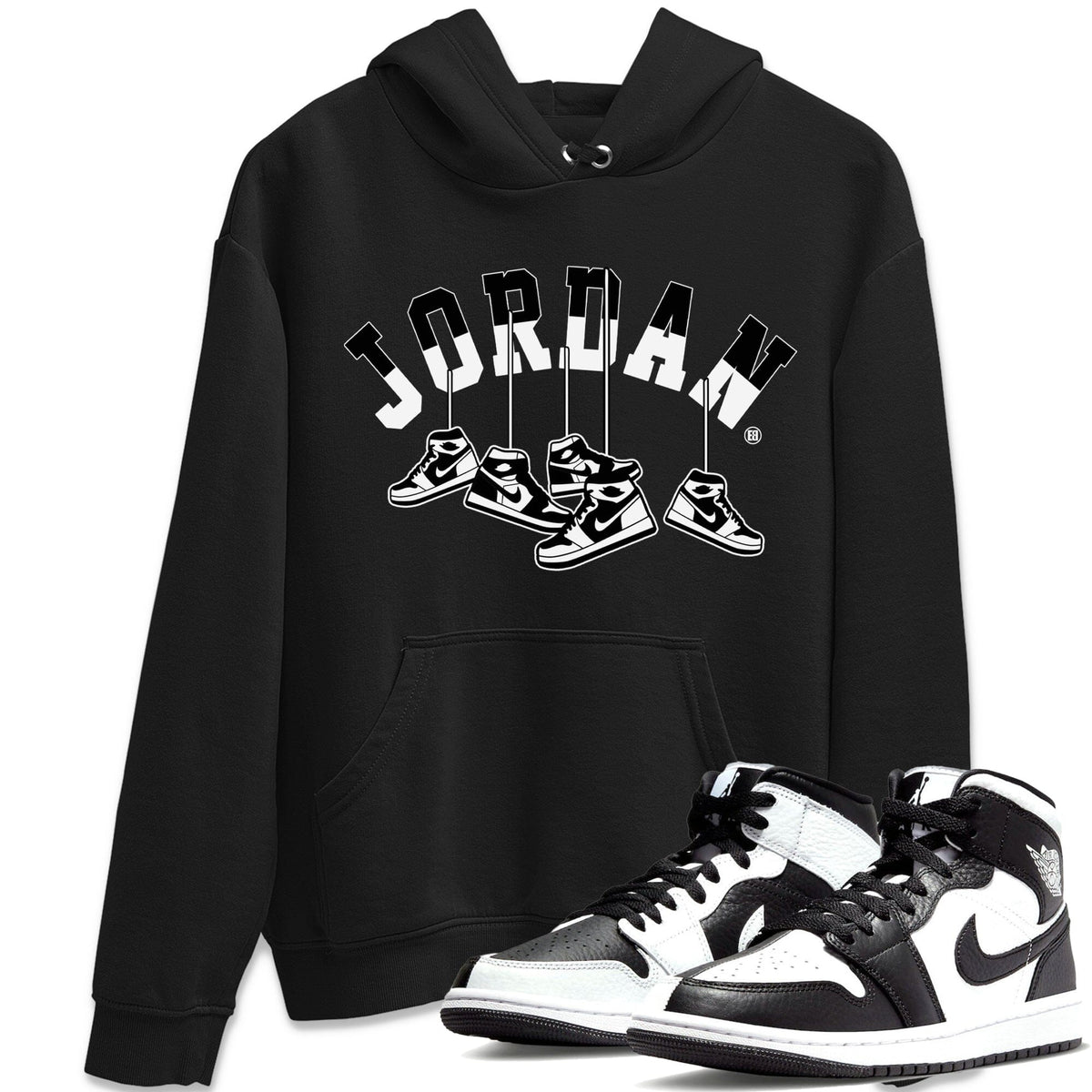 Jordan 1 Homage Sneaker Matching T-Shirt Hanging Sneakers Sneaker Tees Jordan 1 Homage Sneaker Release Tees Crew Neck Tees
