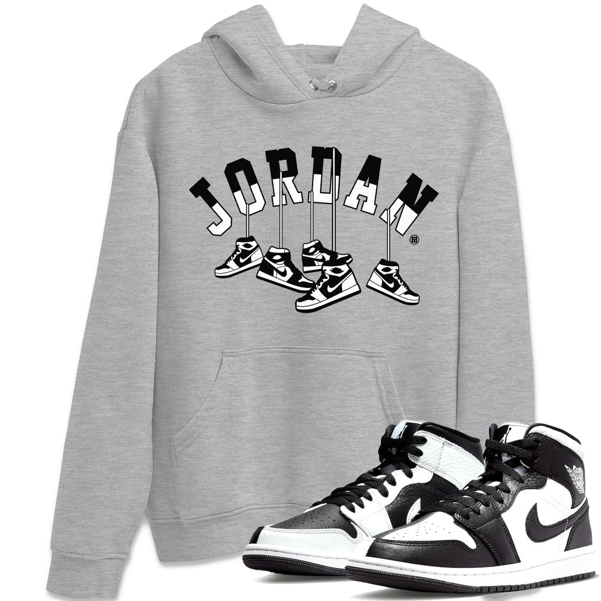 Jordan 1 Homage Sneaker Matching T-Shirt Hanging Sneakers Sneaker Tees Jordan 1 Homage Sneaker Release Tees Crew Neck Tees