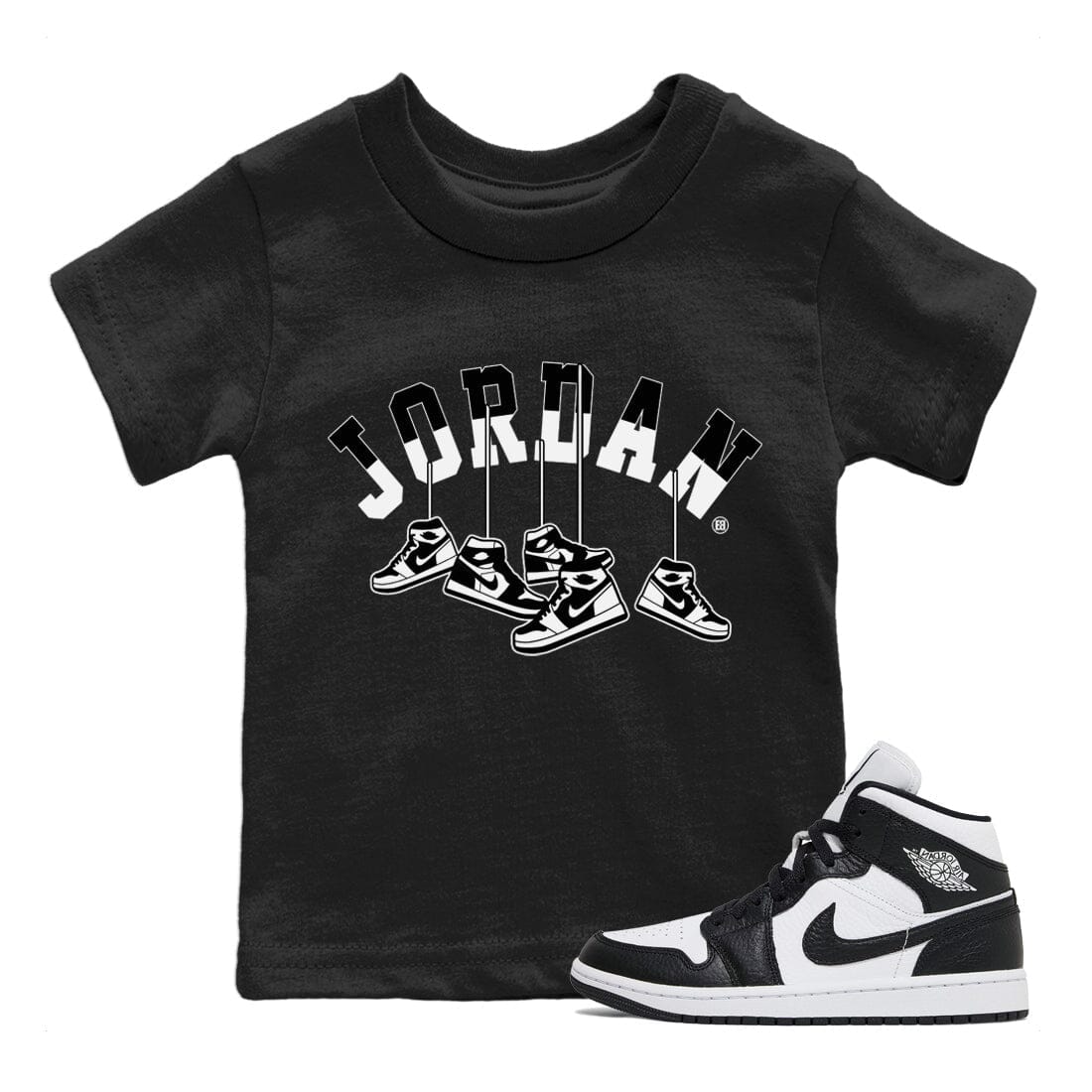 Jordan 1 Homage Sneaker Matching T-Shirt Hanging Sneakers Sneaker Tees Jordan 1 Homage Sneaker Release Tees Kids Shirts
