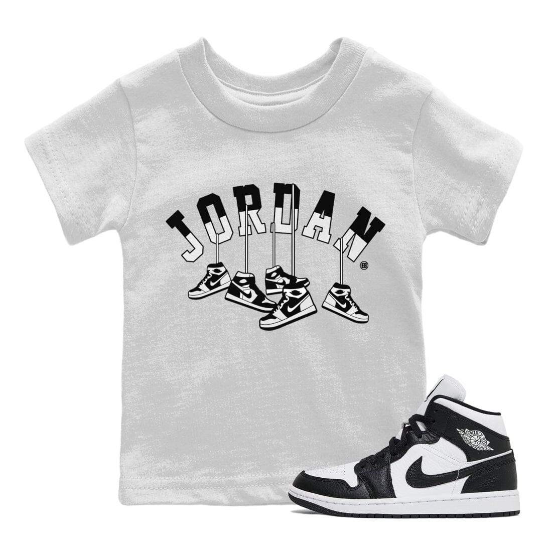 Jordan 1 Homage Sneaker Matching T-Shirt Hanging Sneakers Sneaker Tees Jordan 1 Homage Sneaker Release Tees Kids Shirts