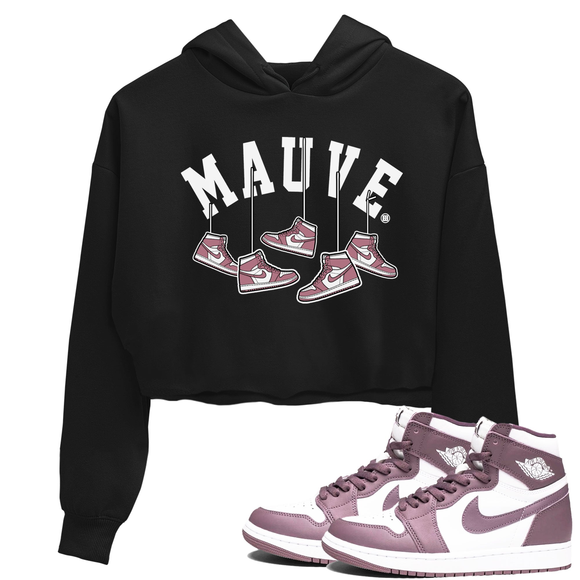 Air Jordan 1 Mauve shirt to match jordans Hanging Sneakers sneaker matching Sneaker Matching Tee Jordan 1 High OG Mauve Drip Gear Zone Black 1 Crop Sneaker Matching Tee