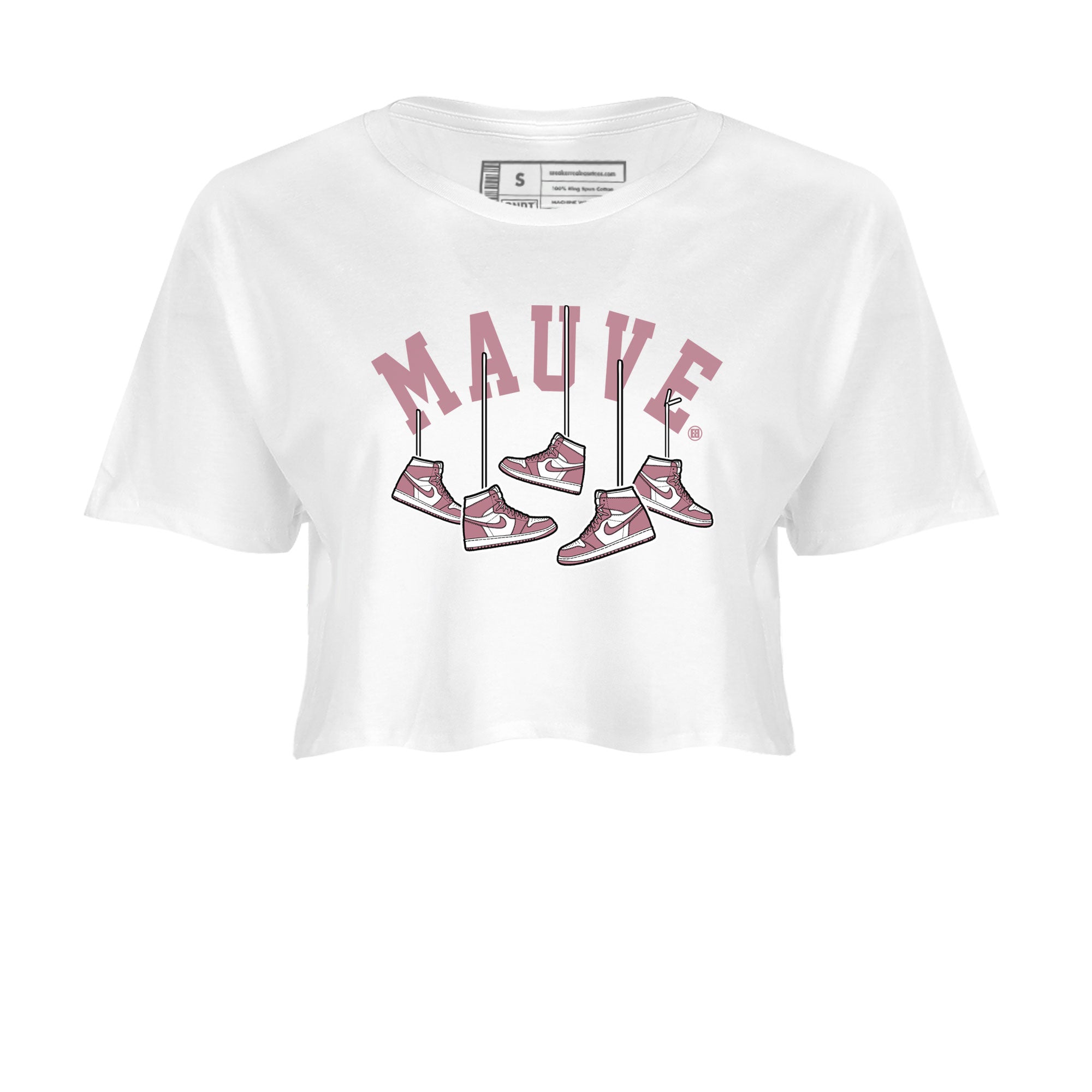 Air Jordan 1 Mauve shirt to match jordans Hanging Sneakers sneaker matching Sneaker Matching Tee Jordan 1 High OG Mauve Drip Gear Zone White 2 Crop Sneaker Matching Tee