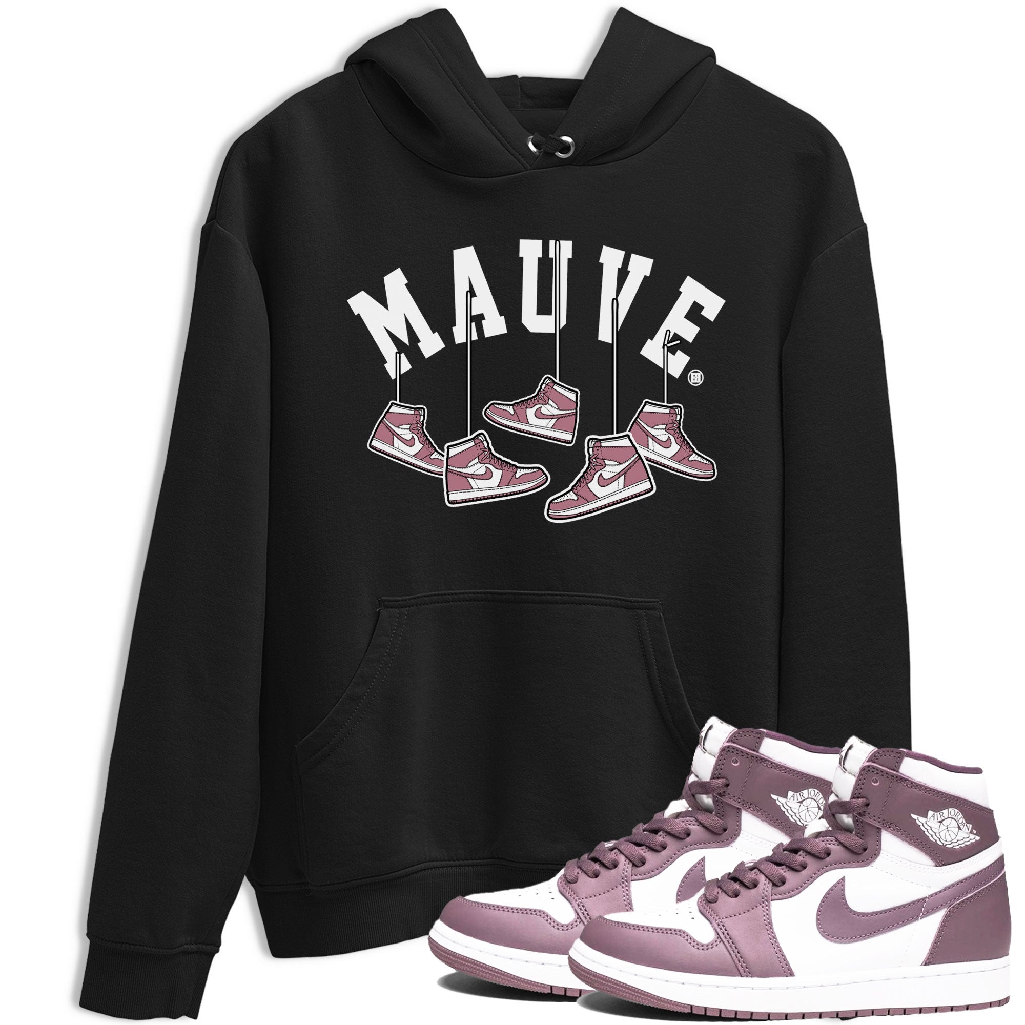 Air Jordan 1 Mauve shirt to match jordans Hanging Sneakers sneaker matching Sneaker Matching Tee Jordan 1 High OG Mauve Drip Gear Zone Unisex Black 1 Sneaker Matching Tee