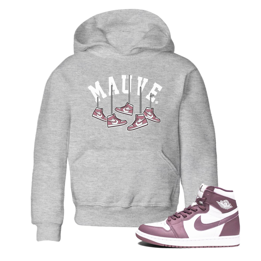 Air Jordan 1 Mauve shirt to match jordans Hanging Sneakers sneaker matching Sneaker Matching Tee Jordan 1 High OG Mauve Drip Gear Zone Baby Toddler Heather Grey 1 Sneaker Matching Tee