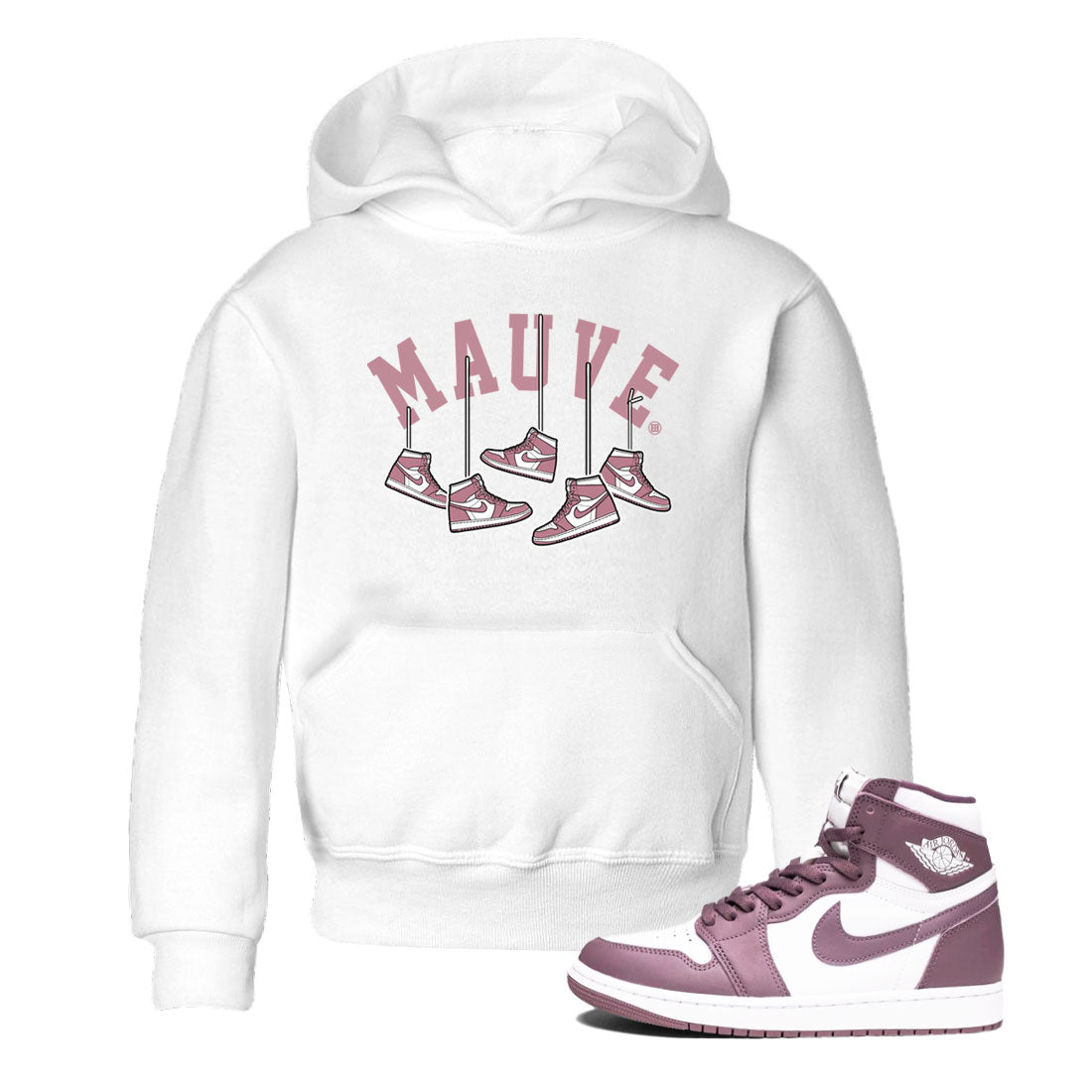 Air Jordan 1 Mauve shirt to match jordans Hanging Sneakers sneaker matching Sneaker Matching Tee Jordan 1 High OG Mauve Drip Gear Zone Baby Toddler White 1 Sneaker Matching Tee