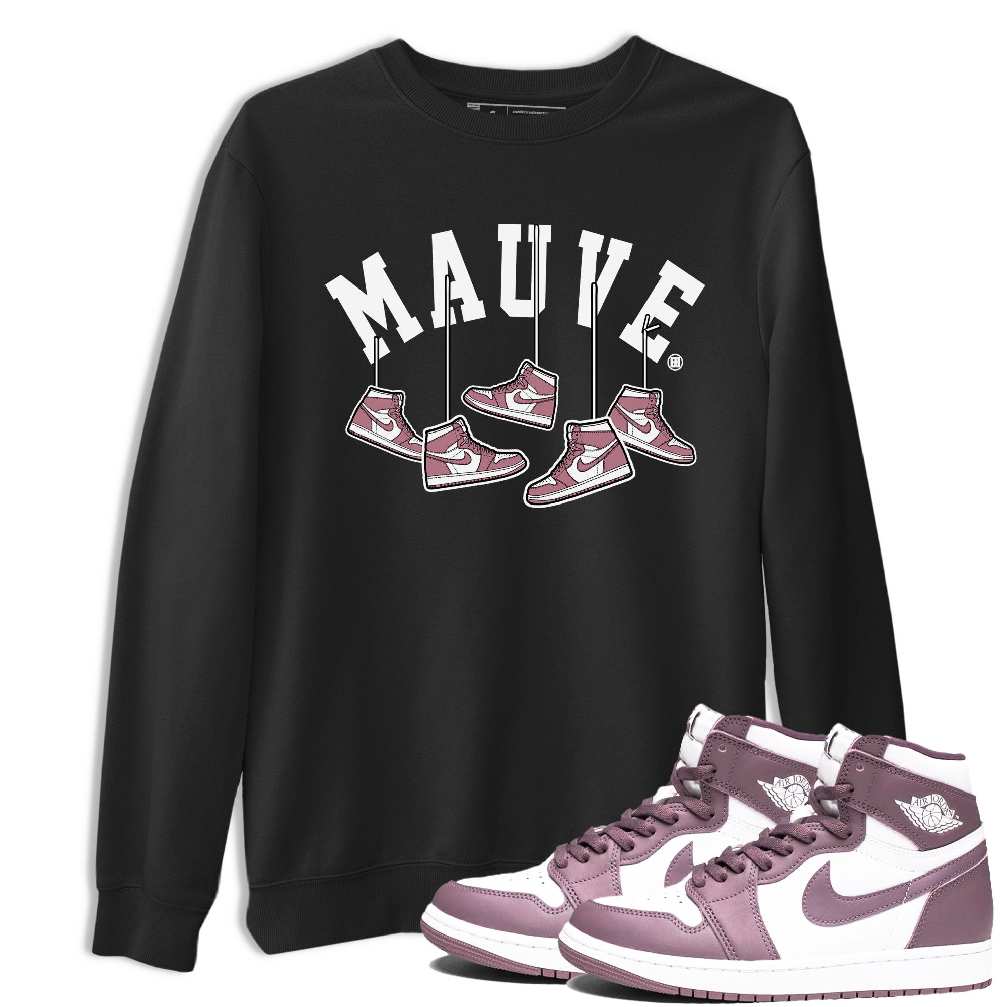 Air Jordan 1 Mauve shirt to match jordans Hanging Sneakers sneaker matching Sneaker Matching Tee Jordan 1 High OG Mauve Drip Gear Zone Unisex Black 1 Sneaker Matching Tee