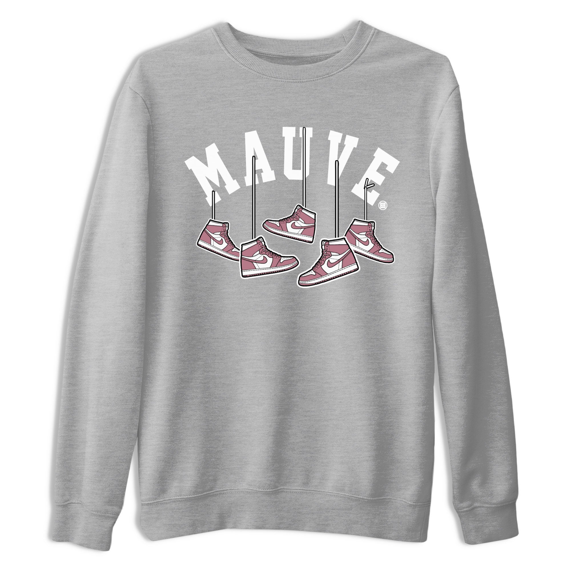 Air Jordan 1 Mauve shirt to match jordans Hanging Sneakers sneaker matching Sneaker Matching Tee Jordan 1 High OG Mauve Drip Gear Zone Unisex Heather Grey 2 Sneaker Matching Tee