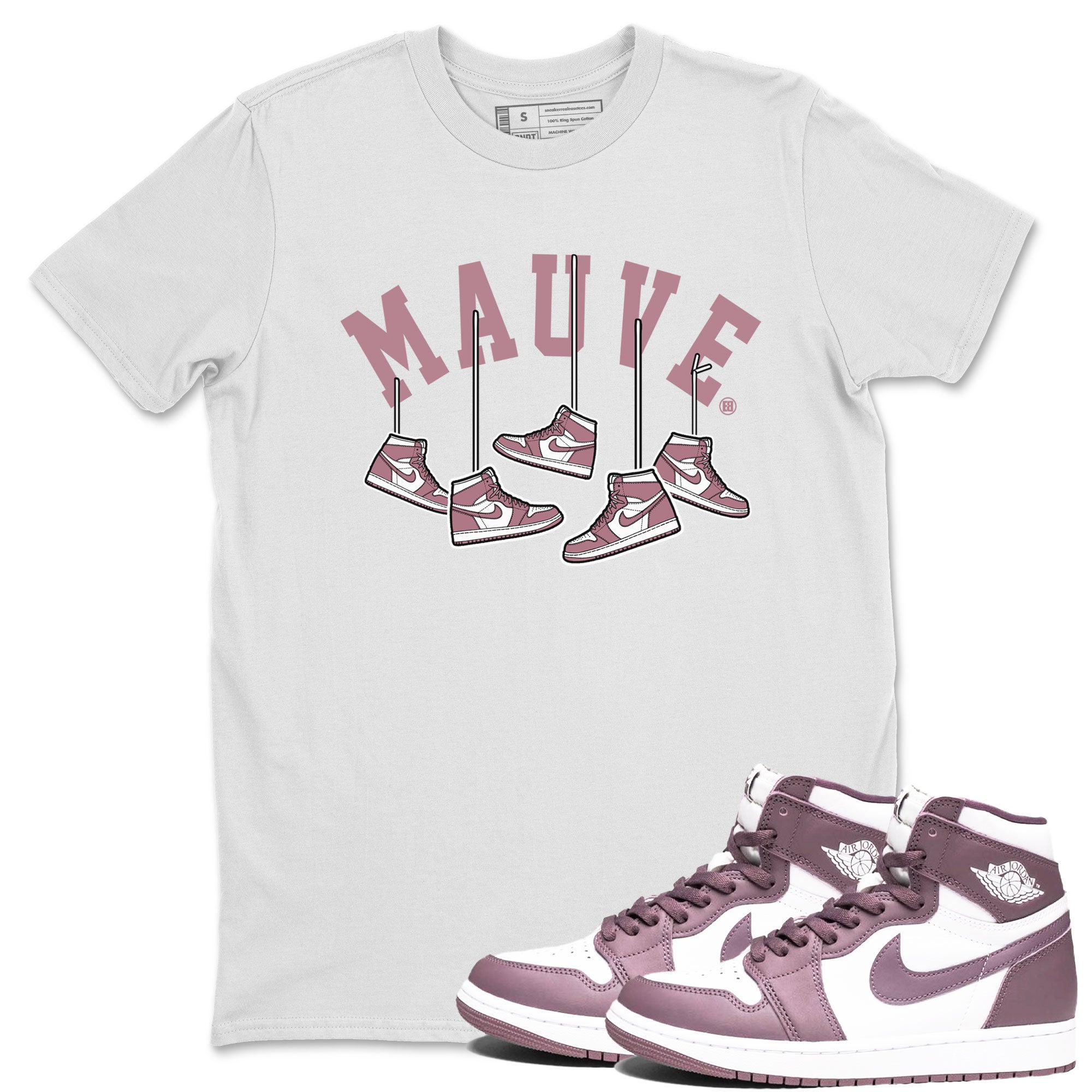 Air Jordan 1 Mauve shirt to match jordans Hanging Sneakers sneaker matching Sneaker Matching Tee Jordan 1 High OG Mauve Drip Gear Zone Unisex White 1 Sneaker Matching Tee