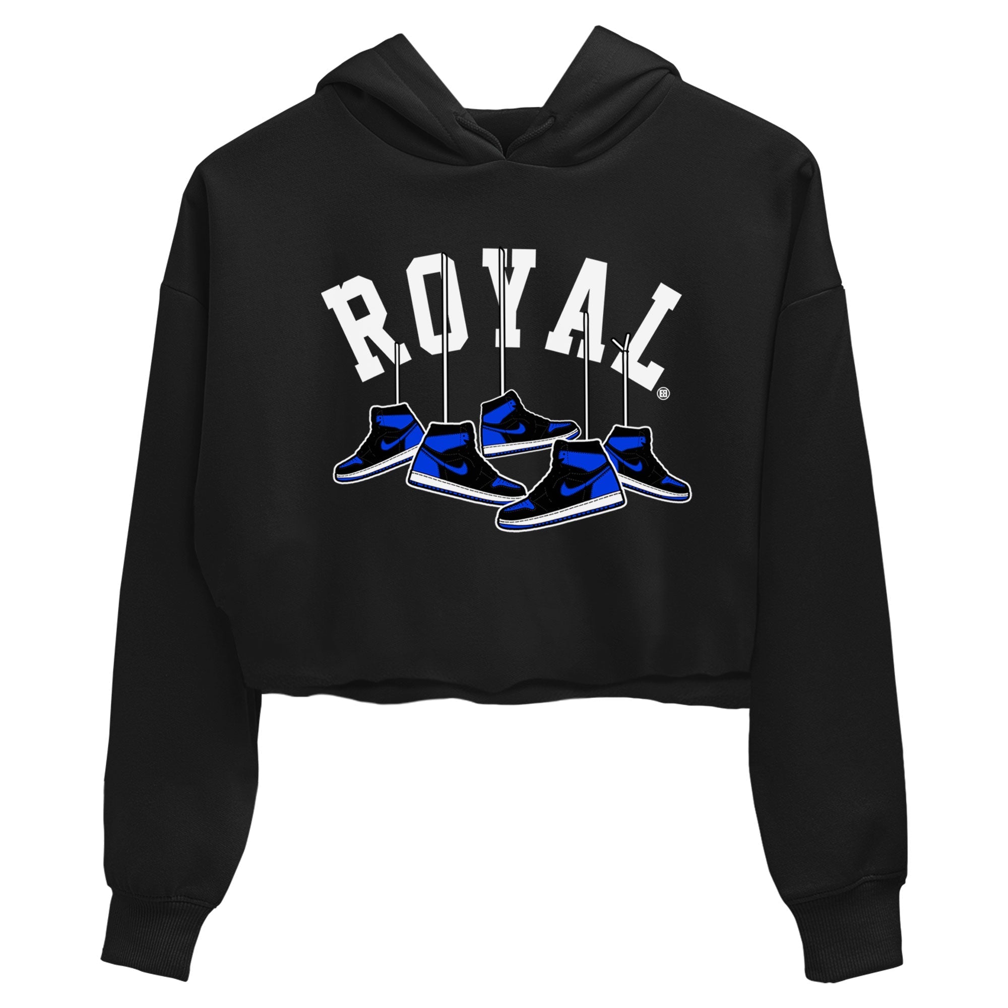 Air Jordan 1 Royal Reimagined shirt to match jordans Hanging Sneakers sneaker tees Air Jordan 1 High OG Royal Reimagined Drip Gear Zone Black 2 Crop T-Shirt