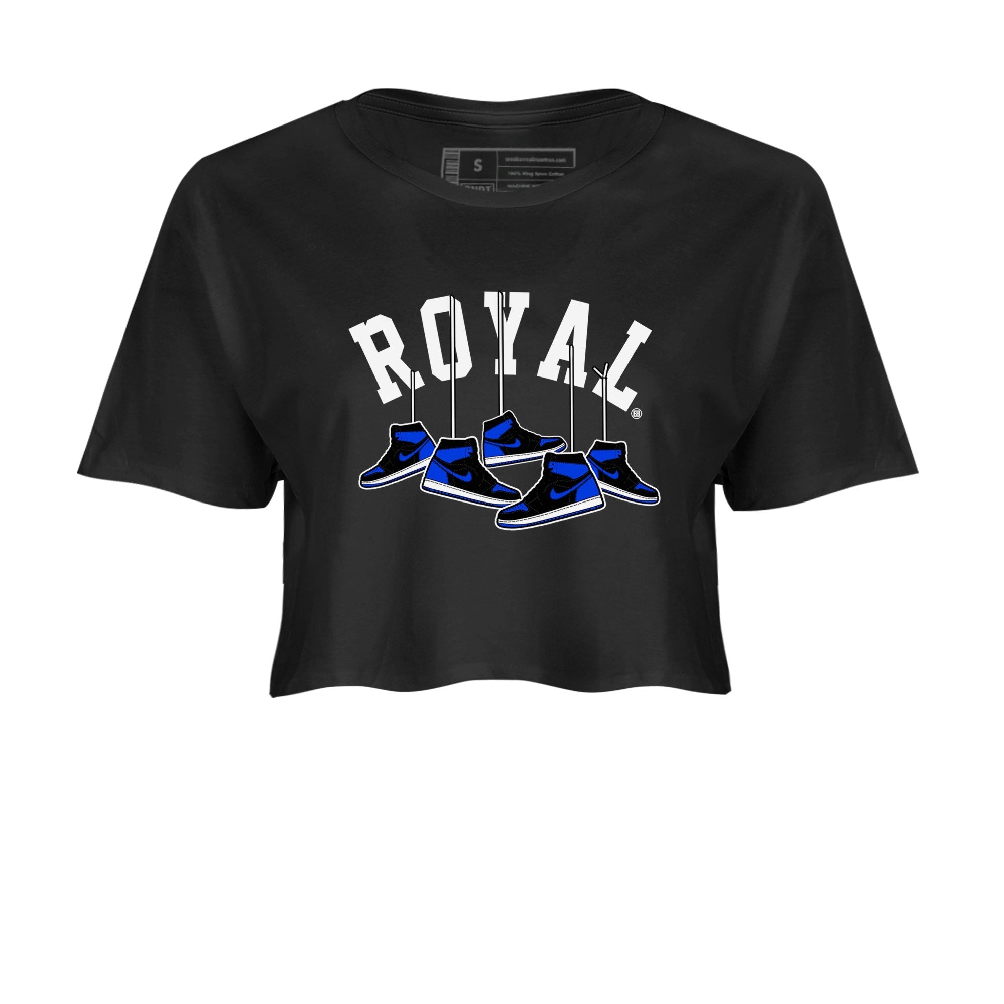 Air Jordan 1 Royal Reimagined shirt to match jordans Hanging Sneakers sneaker tees Air Jordan 1 High OG Royal Reimagined Drip Gear Zone Black 2 Crop T-Shirt