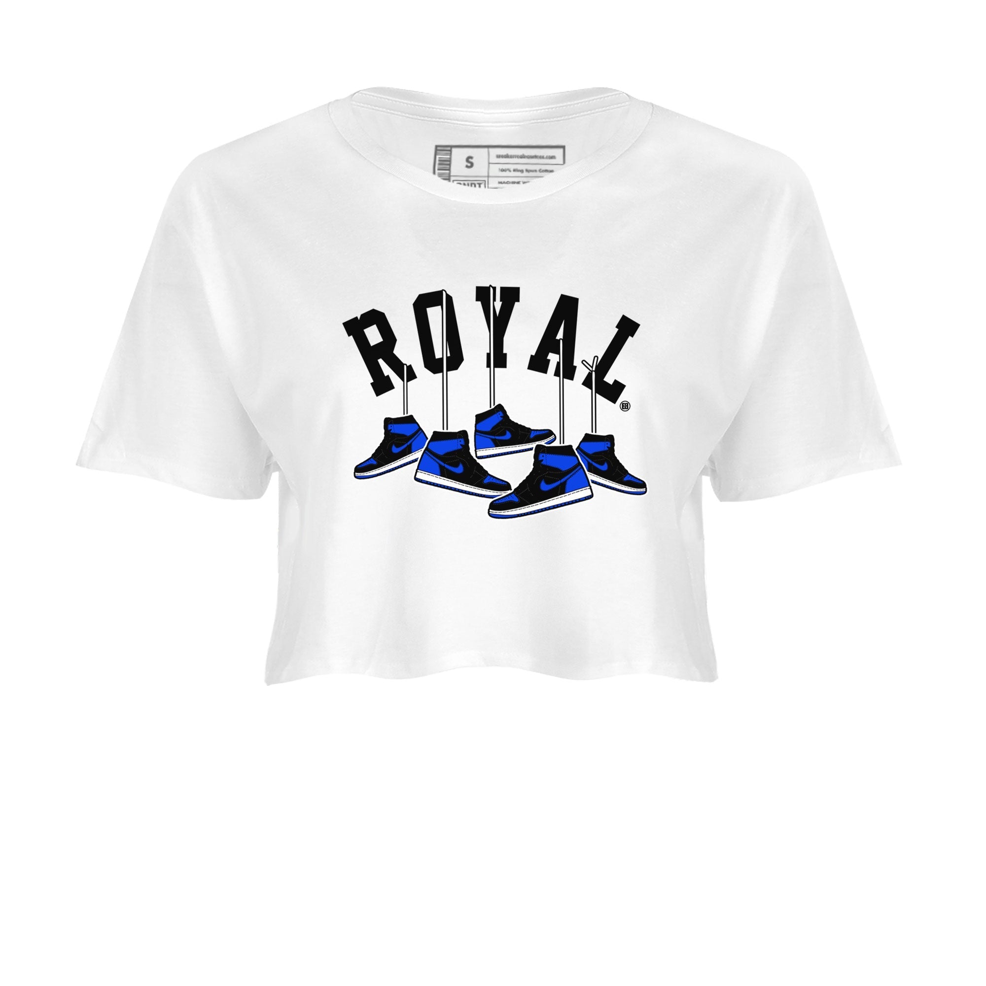 Air Jordan 1 Royal Reimagined shirt to match jordans Hanging Sneakers sneaker tees Air Jordan 1 High OG Royal Reimagined Drip Gear Zone White 2 Crop T-Shirt