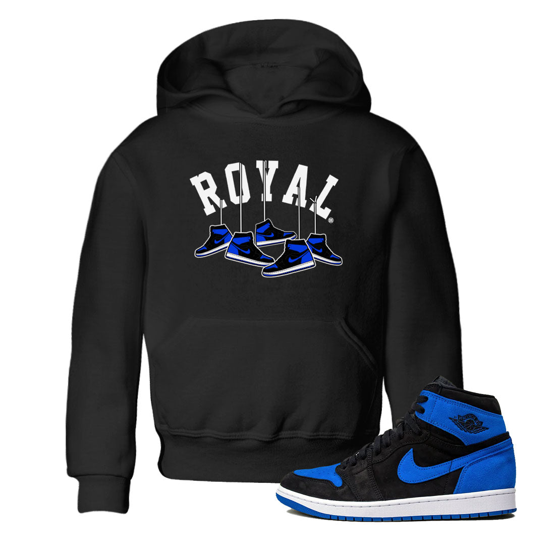 Air Jordan 1 Royal Reimagined shirt to match jordans Hanging Sneakers sneaker tees Air Jordan 1 High OG Royal Reimagined Drip Gear Zone Kids Baby Toddler sneaker shirts Black 1 T-Shirt