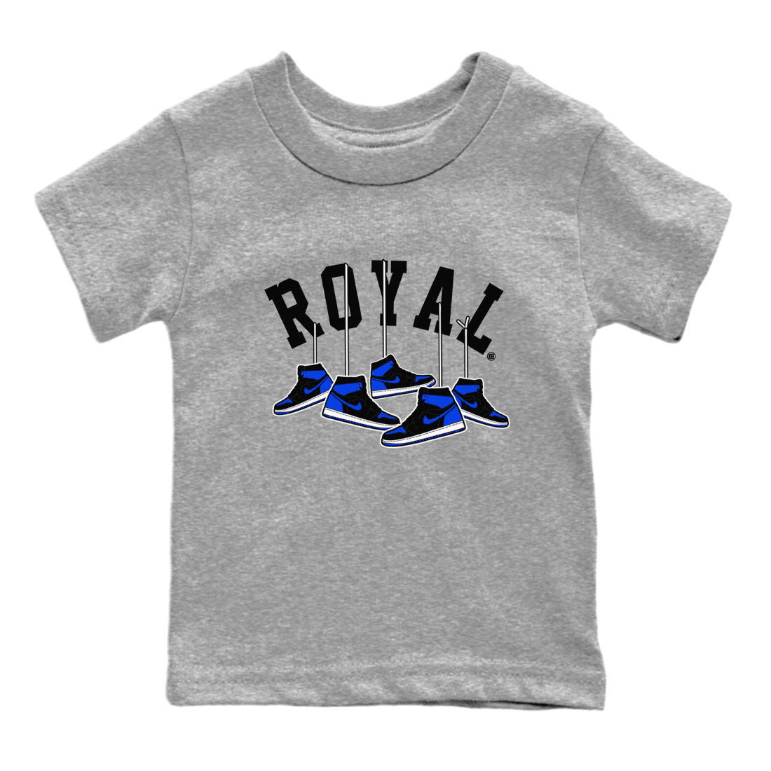 Air Jordan 1 Royal Reimagined shirt to match jordans Hanging Sneakers sneaker tees Air Jordan 1 High OG Royal Reimagined Drip Gear Zone Kids Baby Toddler sneaker shirts Heather Grey 2 T-Shirt