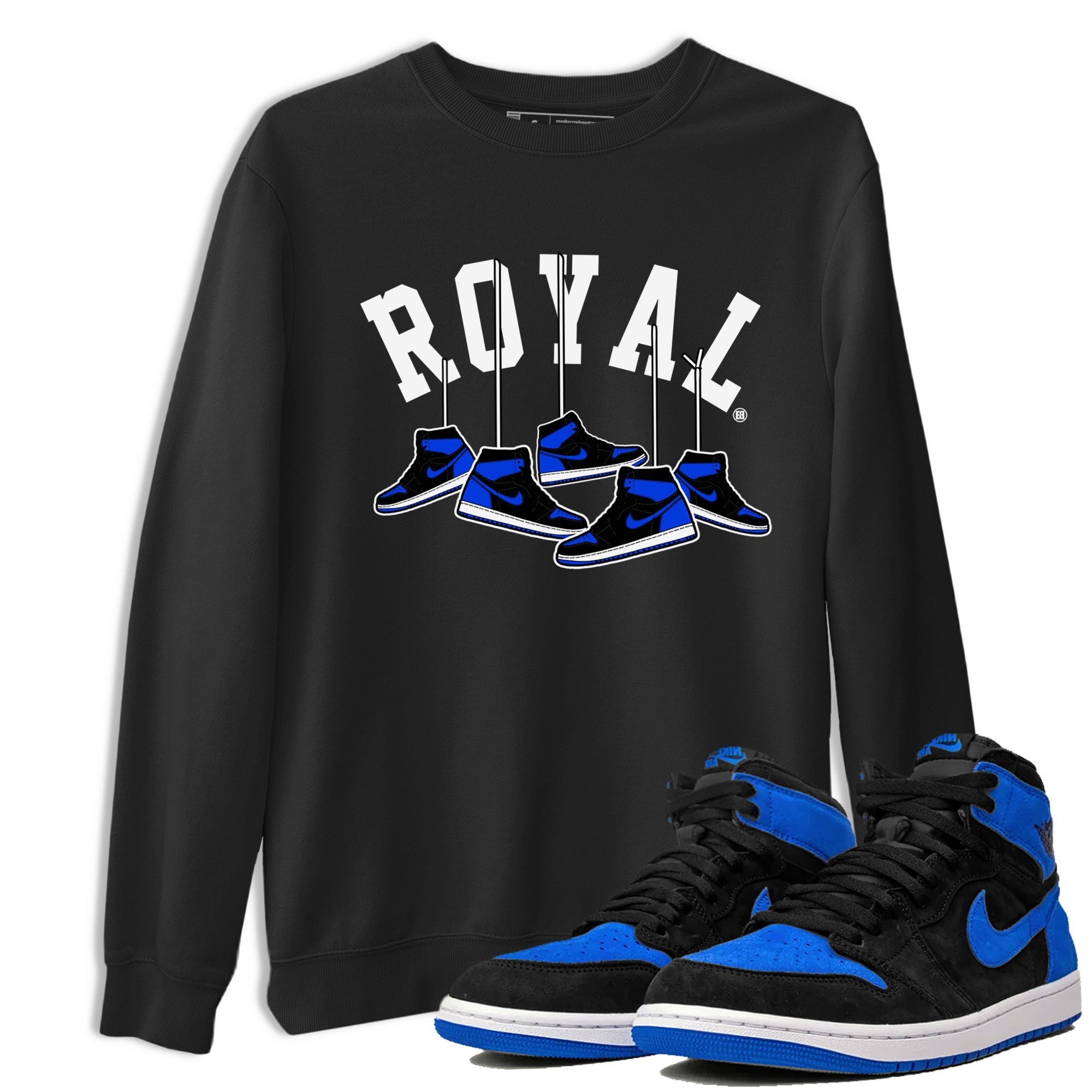 Air Jordan 1 Royal Reimagined shirt to match jordans Hanging Sneakers sneaker tees Air Jordan 1 High OG Royal Reimagined Drip Gear Zone Unisex Sneaker Tees and Sneaker Match T-Shirt Black 1 T-Shirt