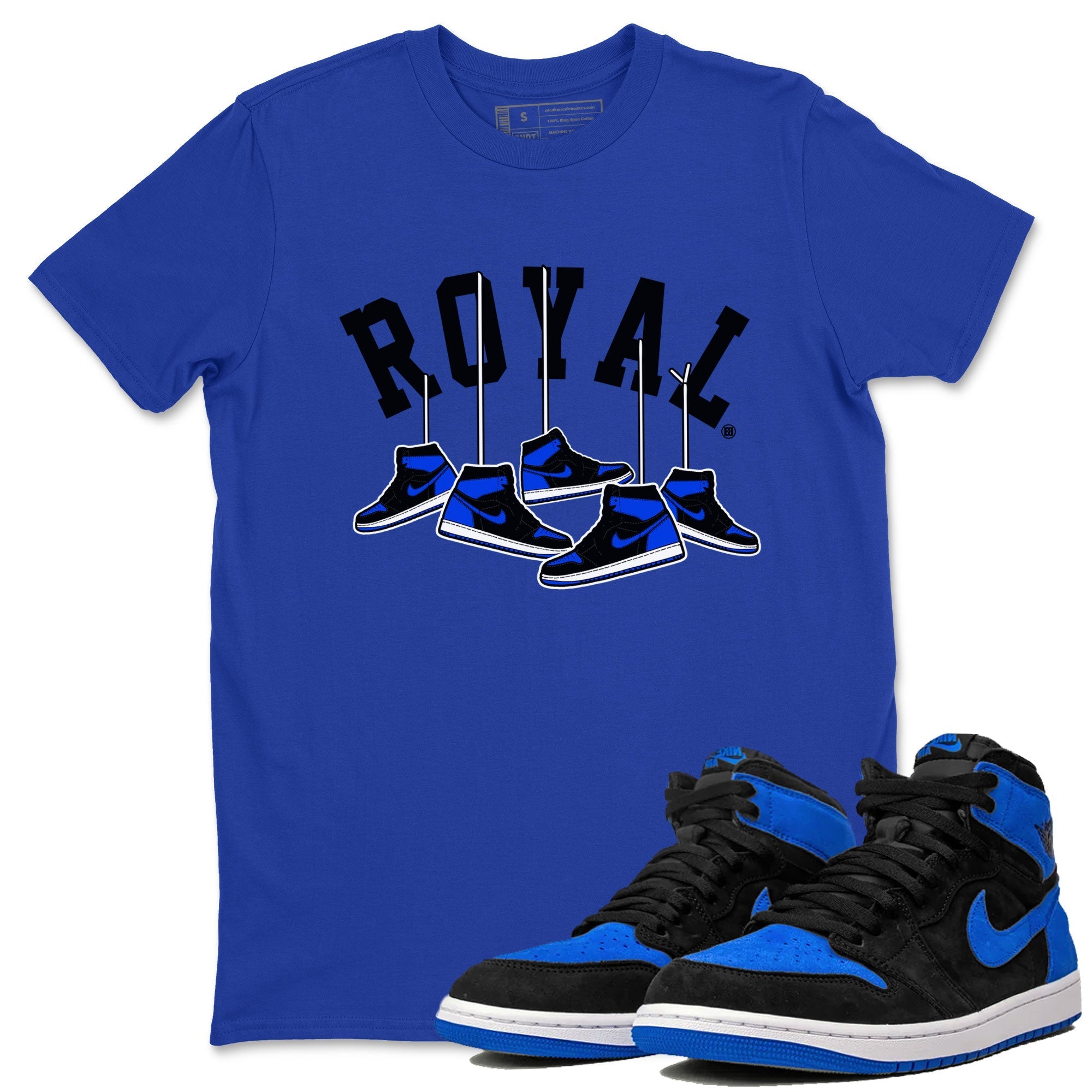 Air Jordan 1 Royal Reimagined shirt to match jordans Hanging Sneakers sneaker tees Air Jordan 1 High OG Royal Reimagined Drip Gear Zone Unisex Sneaker Tees and Sneaker Match T-Shirt Royal Blue 1 T-Shirt