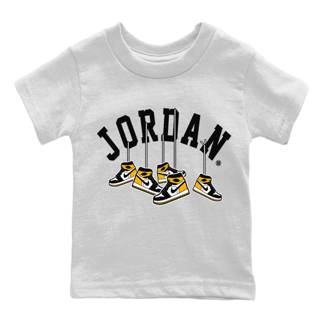 Jordan 1 Taxi Sneaker Matching T-Shirt Hanging Sneakers Sneaker Tees Jordan 1 Taxi Sneaker Release Tees Kids Shirts