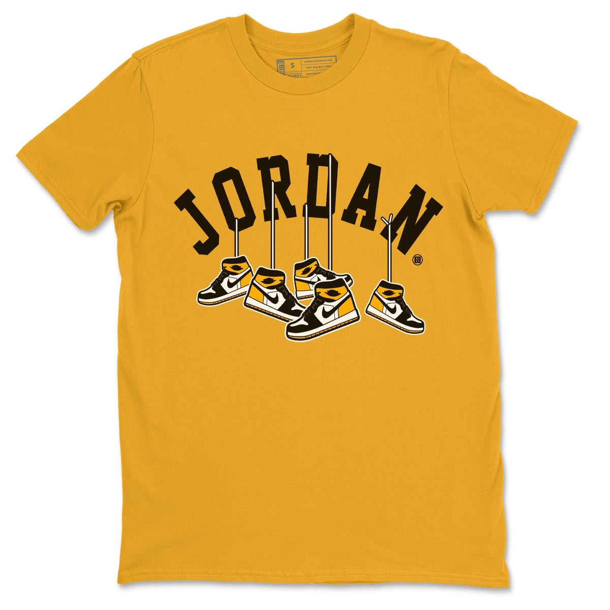 Jordan 1 Taxi Sneaker Matching T-Shirt Hanging Sneakers Sneaker Tees Jordan 1 Taxi Sneaker Release Tees Crew Neck Tees