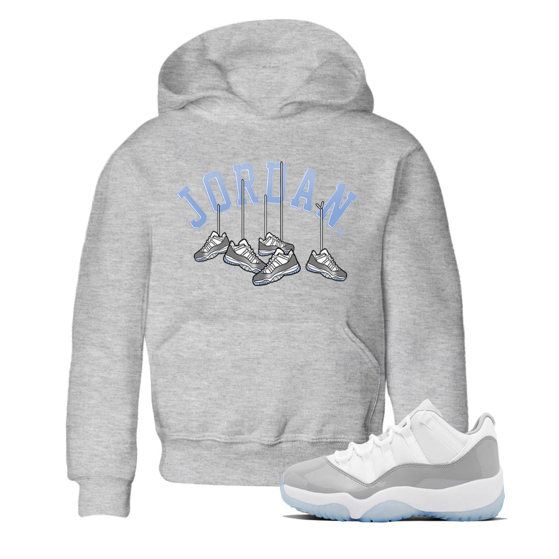 Air Jordan 11 White Cement Sneaker Match Tees Hanging Sneakers Streetwear Sneaker Shirt Air Jordan 11 Cement Grey Sneaker Release Tees Kids Shirts Heather Grey 1