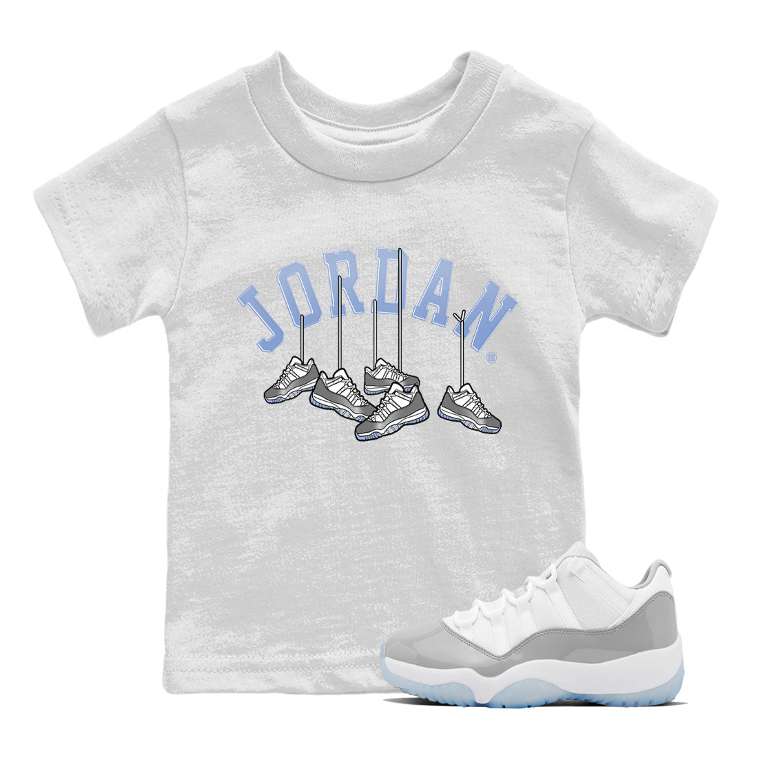 Air Jordan 11 White Cement Sneaker Match Tees Hanging Sneakers Streetwear Sneaker Shirt Air Jordan 11 Cement Grey Sneaker Release Tees Kids Shirts White 1