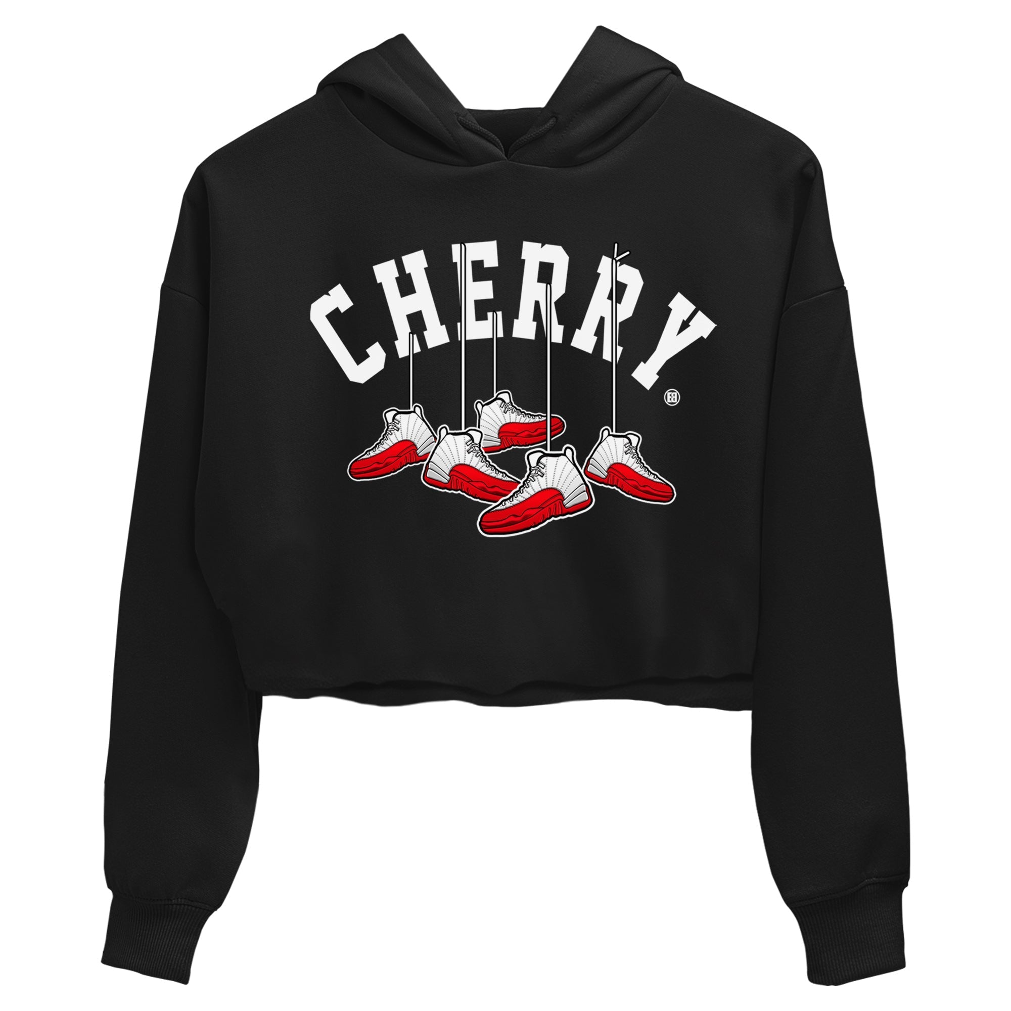 12s Cherry Sneaker Match Tees Cherry Hanging Sneakers Streetwear Sneaker Shirt Air Jordan 12 Cherry Sneaker Release Tees Women's Shirts Black 2
