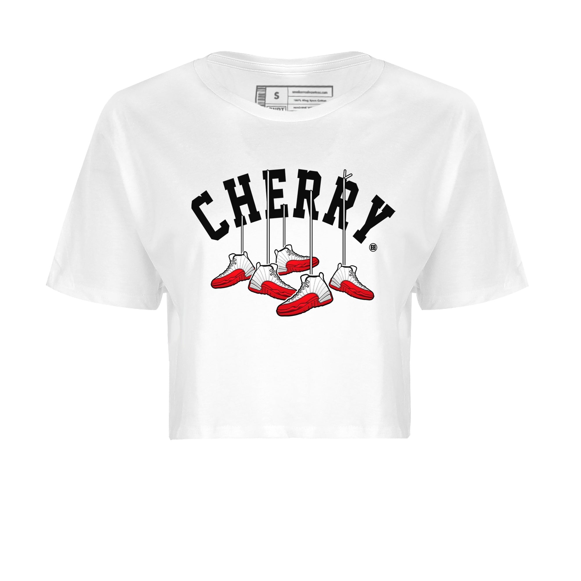 12s Cherry Sneaker Match Tees Cherry Hanging Sneakers Streetwear Sneaker Shirt Air Jordan 12 Cherry Sneaker Release Tees Women's Shirts White 2