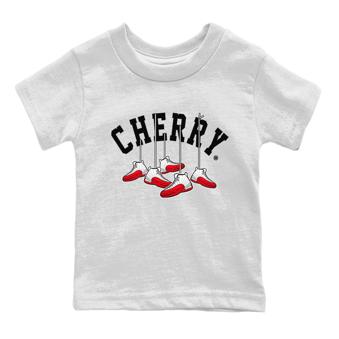 12s Cherry Sneaker Match Tees Cherry Hanging Sneakers Streetwear Sneaker Shirt Air Jordan 12 Cherry Sneaker Release Tees Kids Shirts White 2