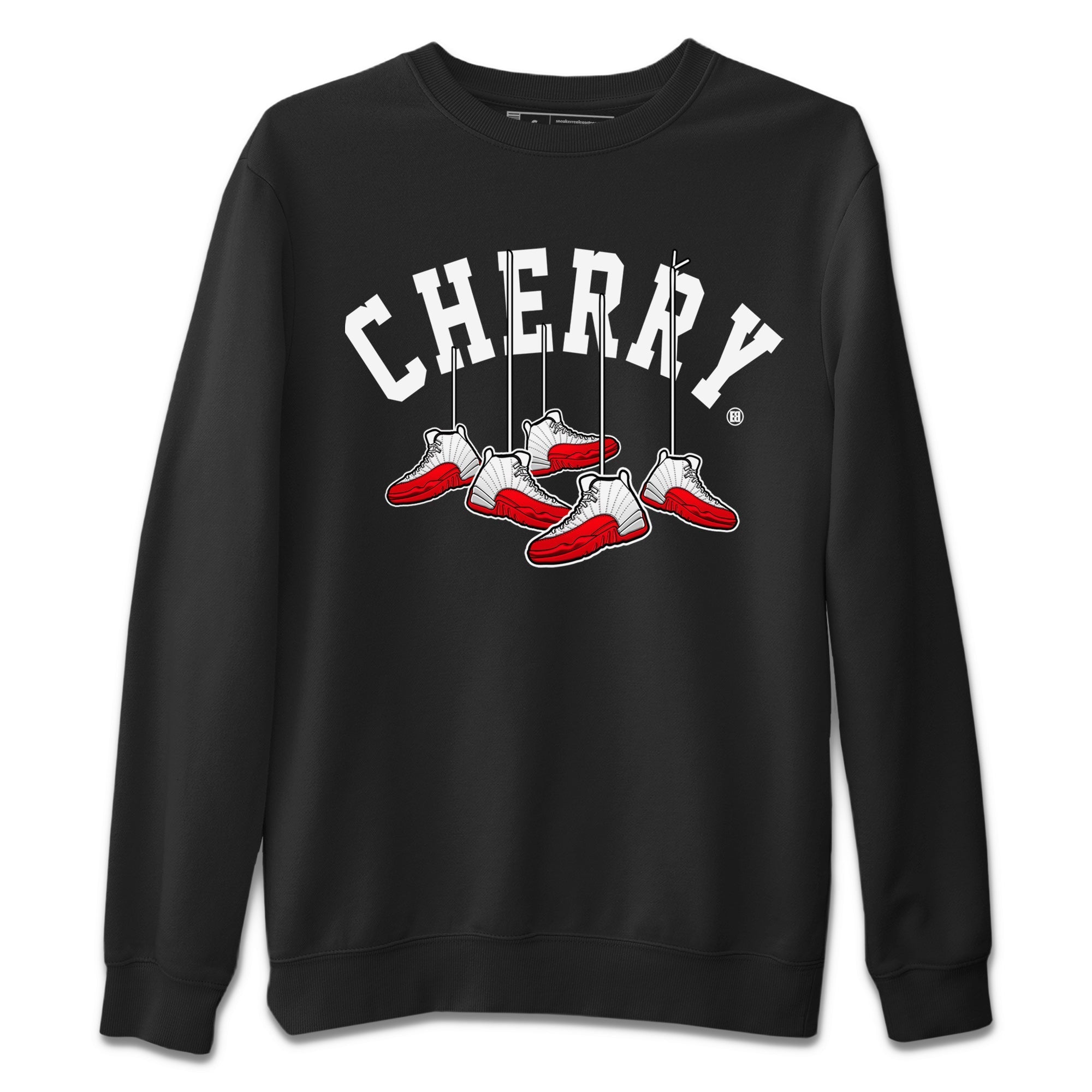 12s Cherry Sneaker Match Tees Cherry Hanging Sneakers Streetwear Sneaker Shirt Air Jordan 12 Cherry Sneaker Release Tees Unisex Shirts Black 2