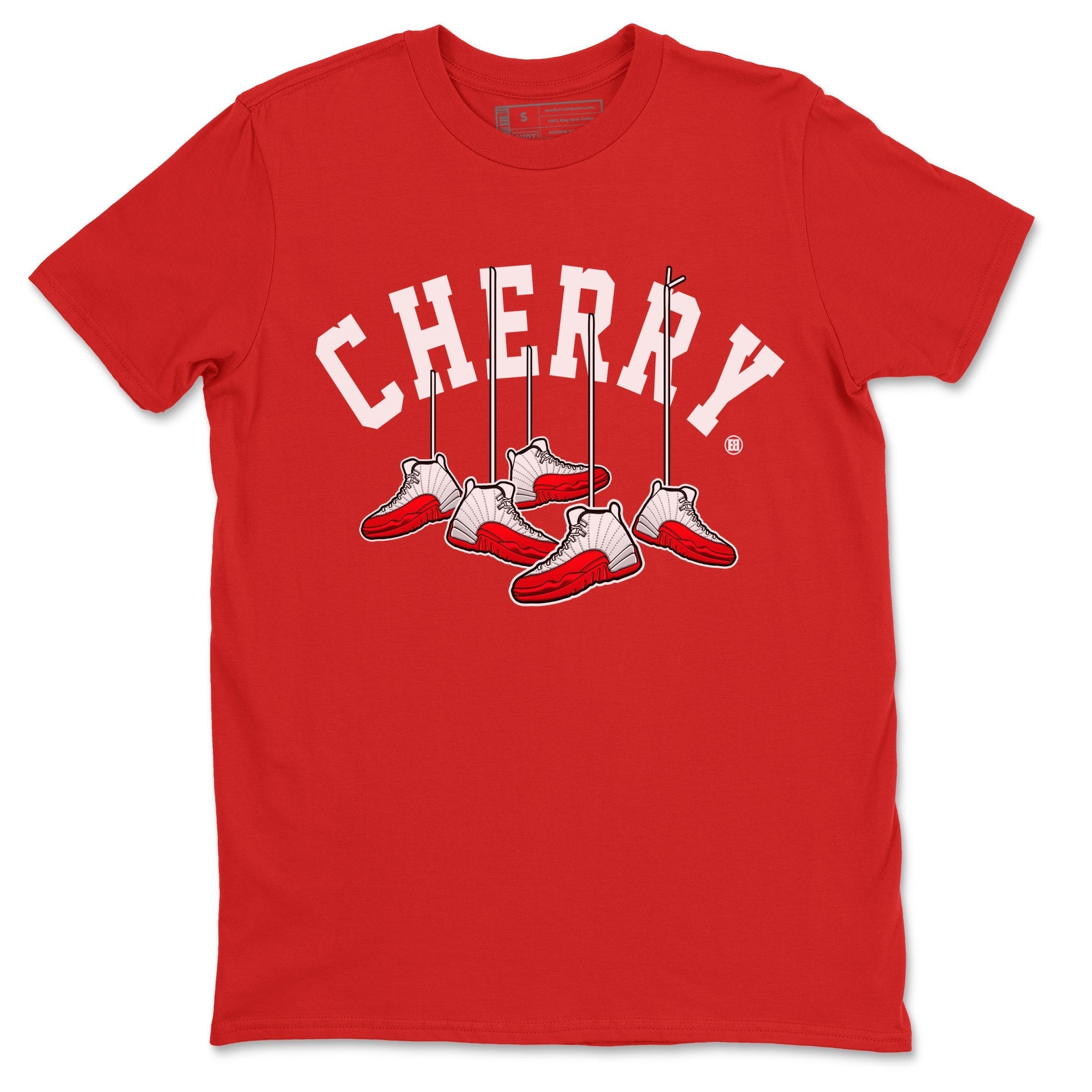 12s Cherry Sneaker Match Tees Cherry Hanging Sneakers Streetwear Sneaker Shirt Air Jordan 12 Cherry Sneaker Release Tees Unisex Shirts Red 2