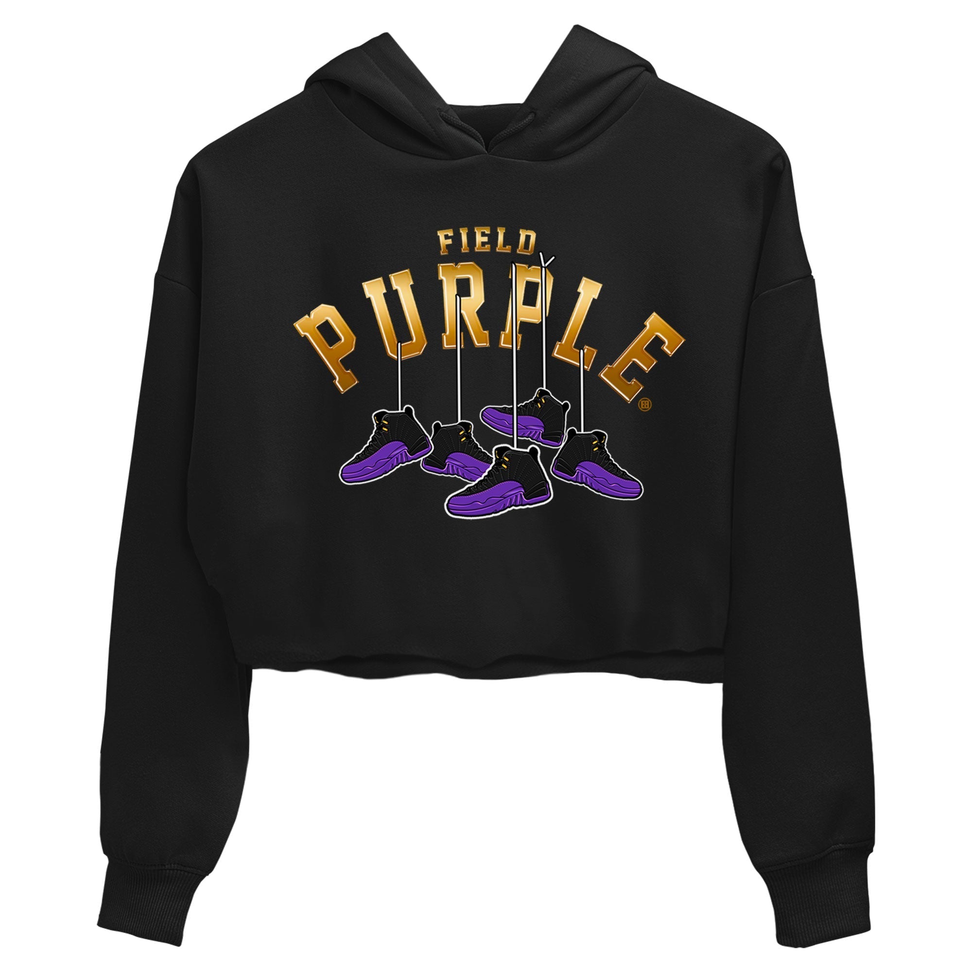 12s Field Purple shirt to match jordans Hanging Sneakers Streetwear Sneaker Shirt Air Jordan 12 Field Purple Drip Gear Zone Sneaker Matching Clothing Black 2 Crop T-Shirt