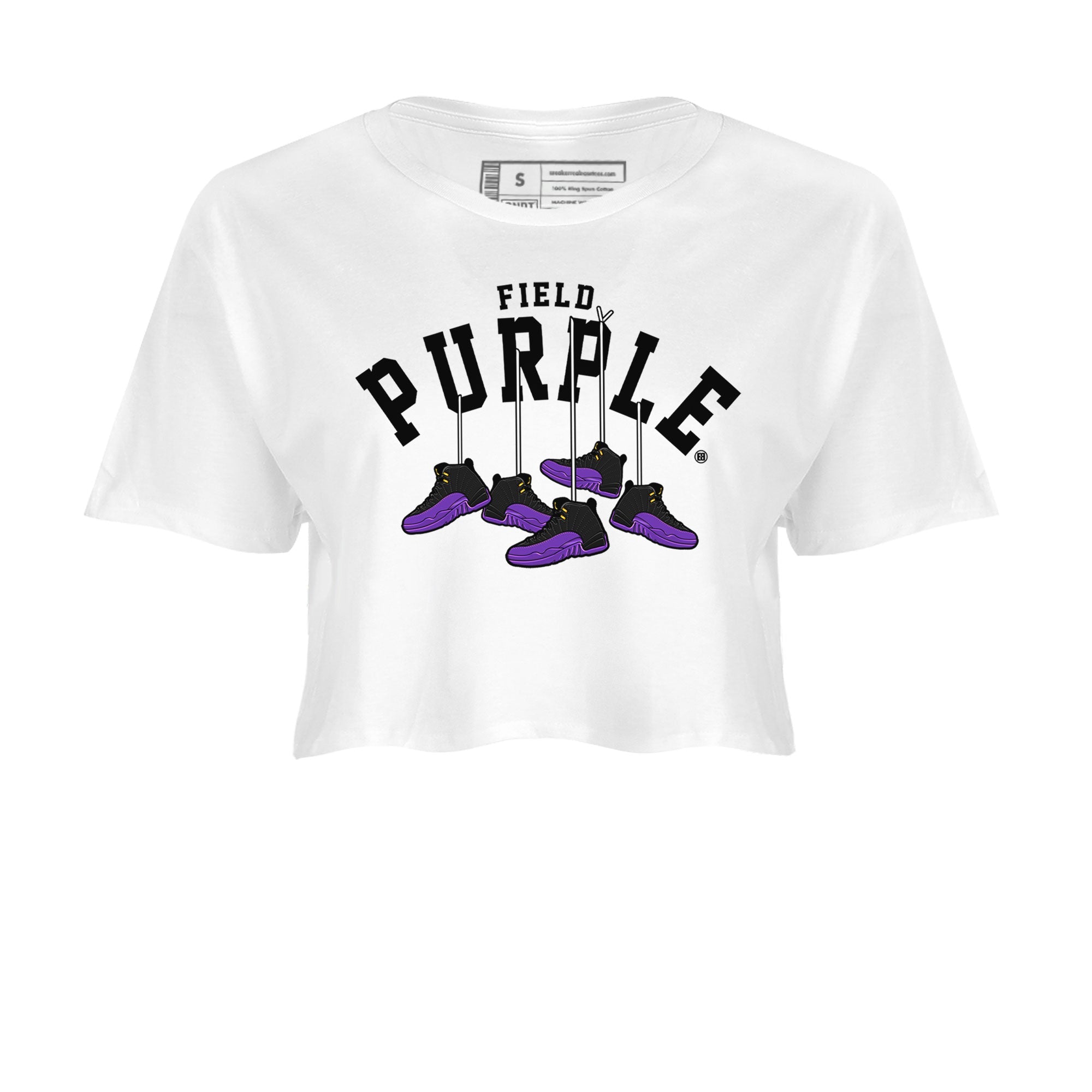 12s Field Purple shirt to match jordans Hanging Sneakers Streetwear Sneaker Shirt Air Jordan 12 Field Purple Drip Gear Zone Sneaker Matching Clothing White 2 Crop T-Shirt