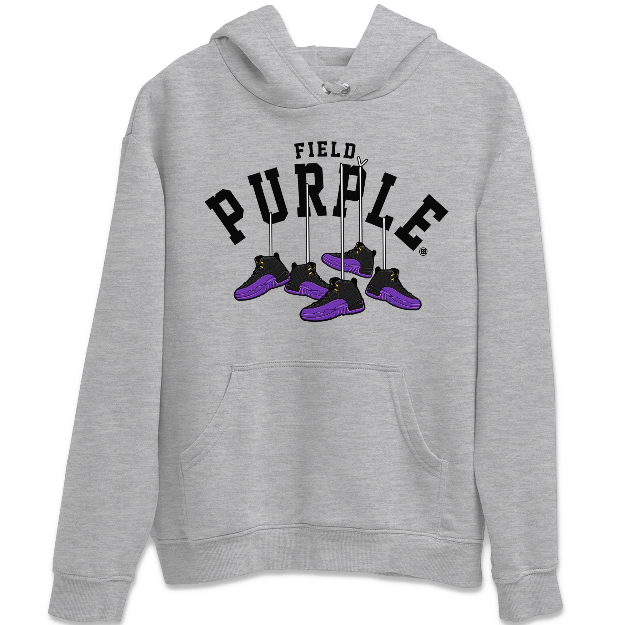 12s Field Purple shirt to match jordans Hanging Sneakers Streetwear Sneaker Shirt Air Jordan 12 Field Purple Drip Gear Zone Sneaker Matching Clothing Unisex Heather Grey 2 T-Shirt