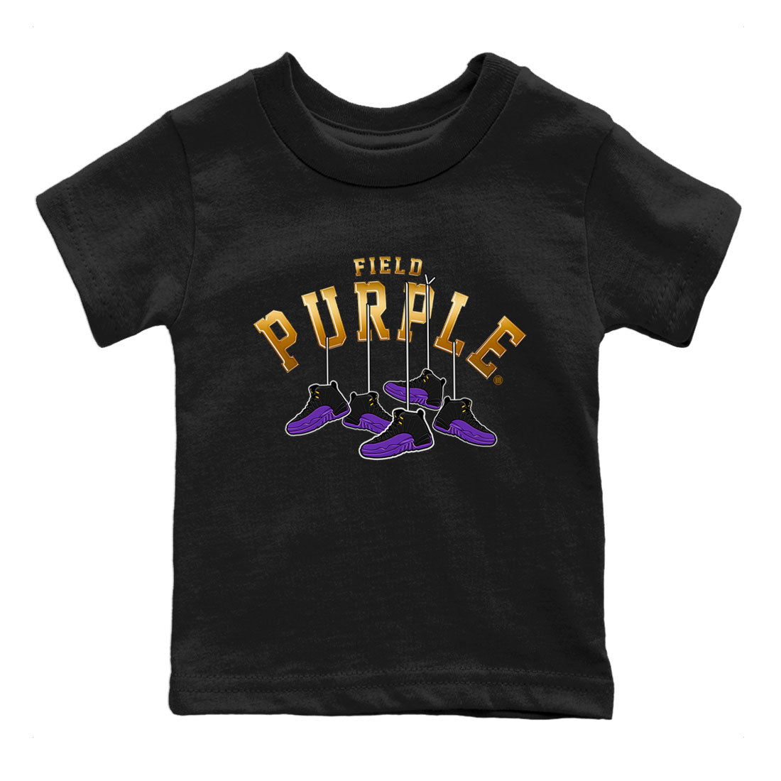 12s Field Purple shirt to match jordans Hanging Sneakers Streetwear Sneaker Shirt Air Jordan 12 Field Purple Drip Gear Zone Sneaker Matching Clothing Baby Toddler Black 1 T-Shirt