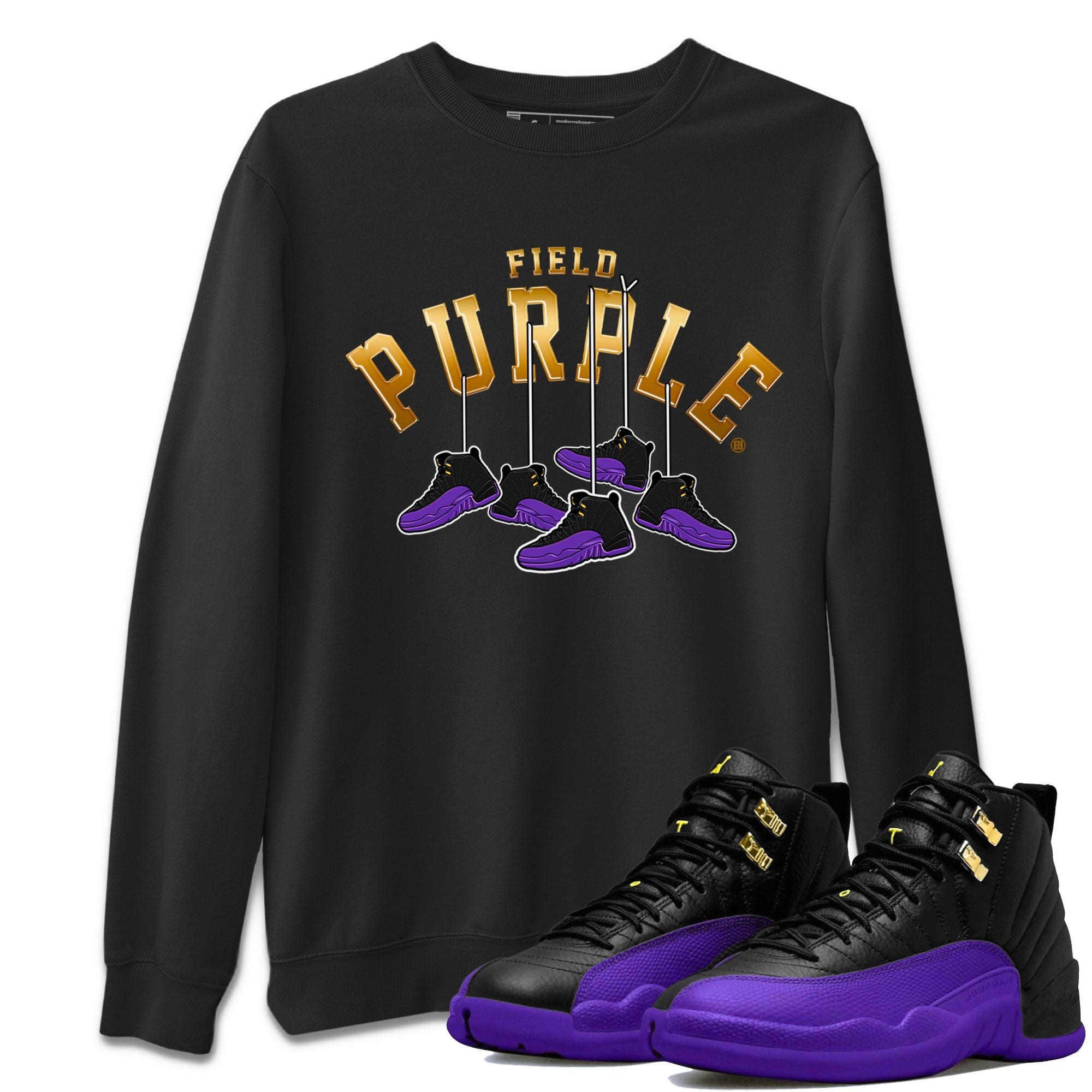 12s Field Purple shirt to match jordans Hanging Sneakers Streetwear Sneaker Shirt Air Jordan 12 Field Purple Drip Gear Zone Sneaker Matching Clothing Unisex Black 1 T-Shirt