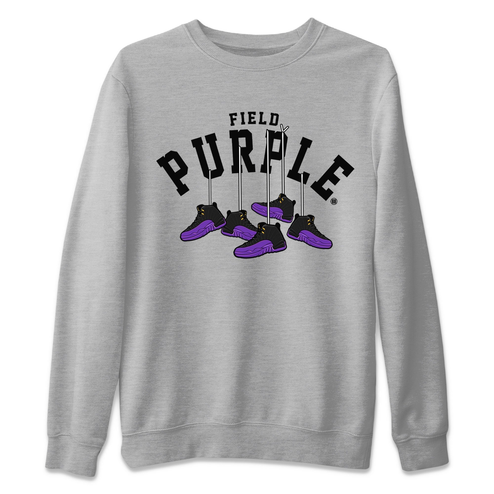 12s Field Purple shirt to match jordans Hanging Sneakers Streetwear Sneaker Shirt Air Jordan 12 Field Purple Drip Gear Zone Sneaker Matching Clothing Unisex Heather Grey 2 T-Shirt