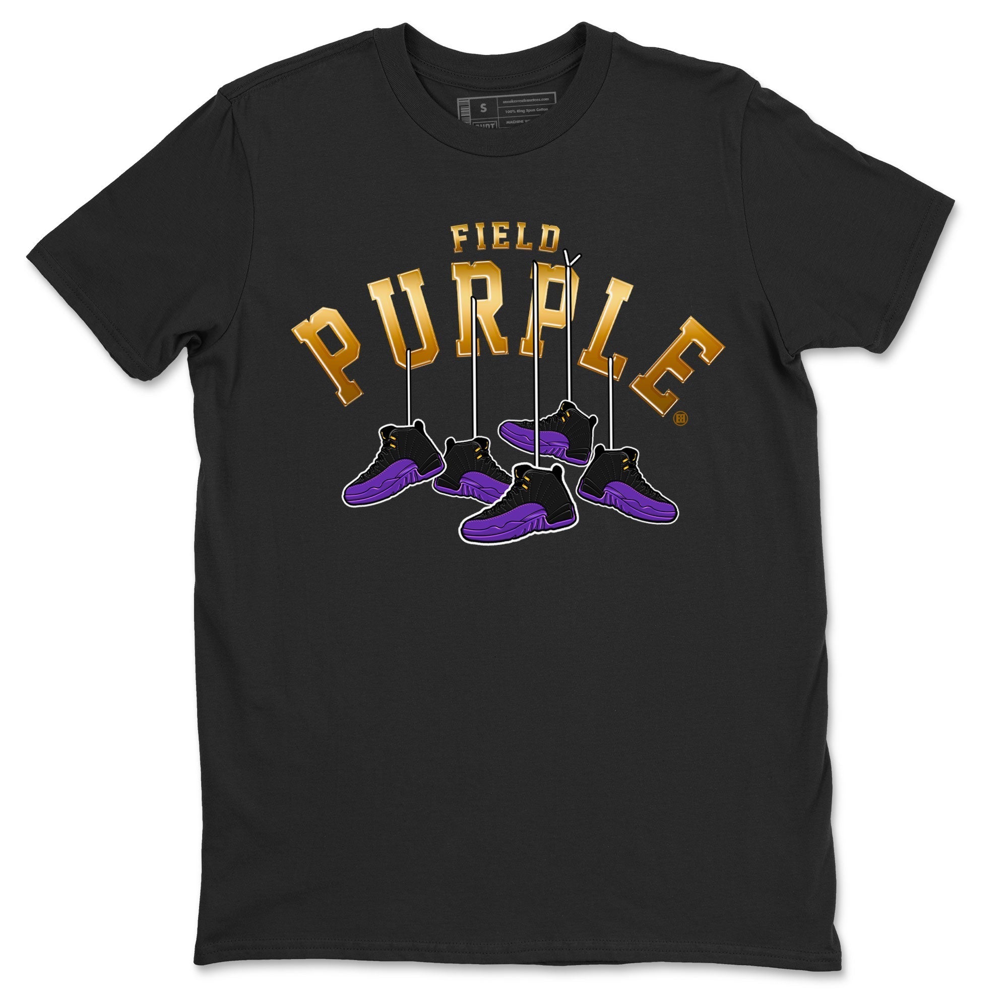 12s Field Purple shirt to match jordans Hanging Sneakers Streetwear Sneaker Shirt Air Jordan 12 Field Purple Drip Gear Zone Sneaker Matching Clothing Unisex Black 2 T-Shirt
