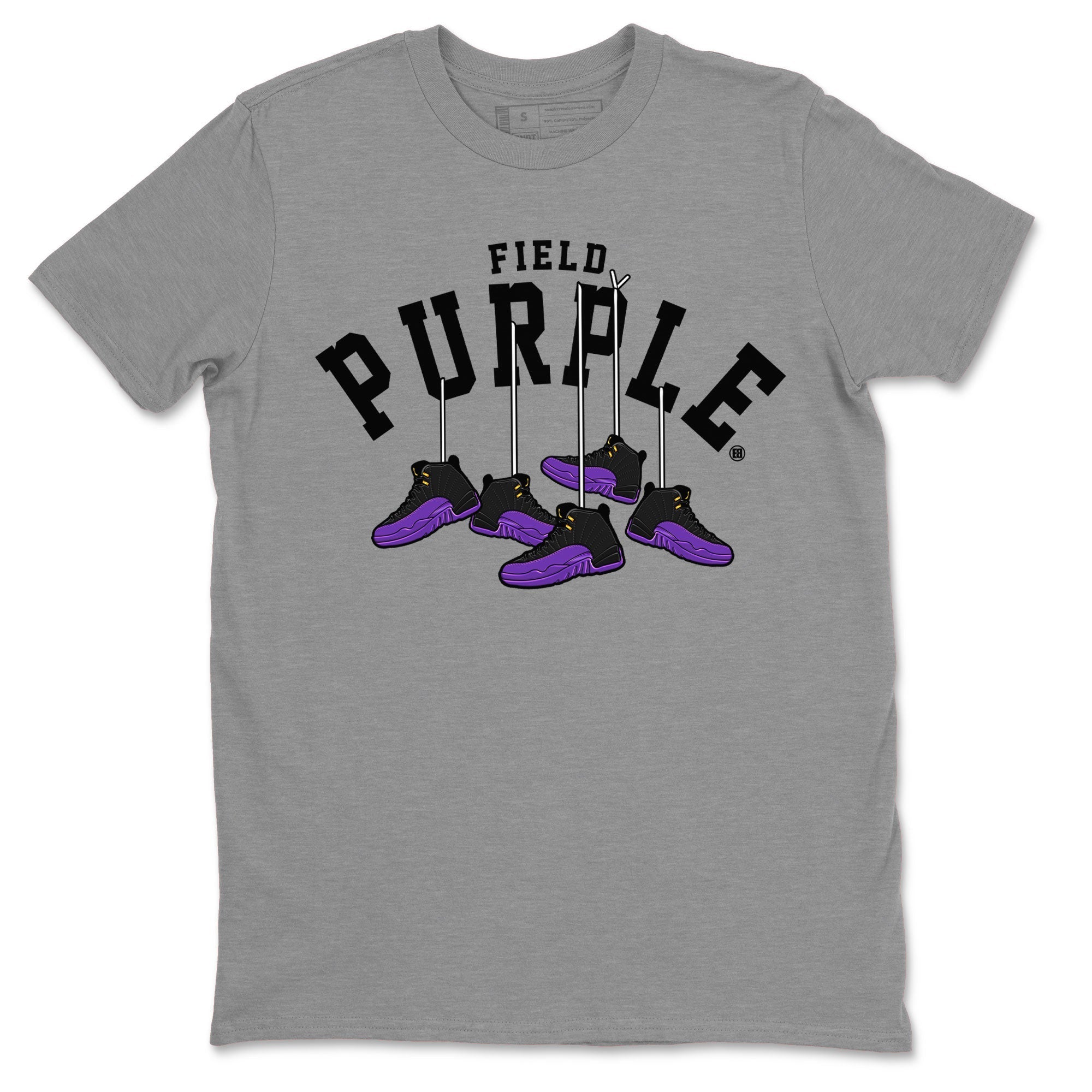 12s Field Purple shirt to match jordans Hanging Sneakers Streetwear Sneaker Shirt Air Jordan 12 Field Purple Drip Gear Zone Sneaker Matching Clothing Unisex Heather Grey 2 T-Shirt