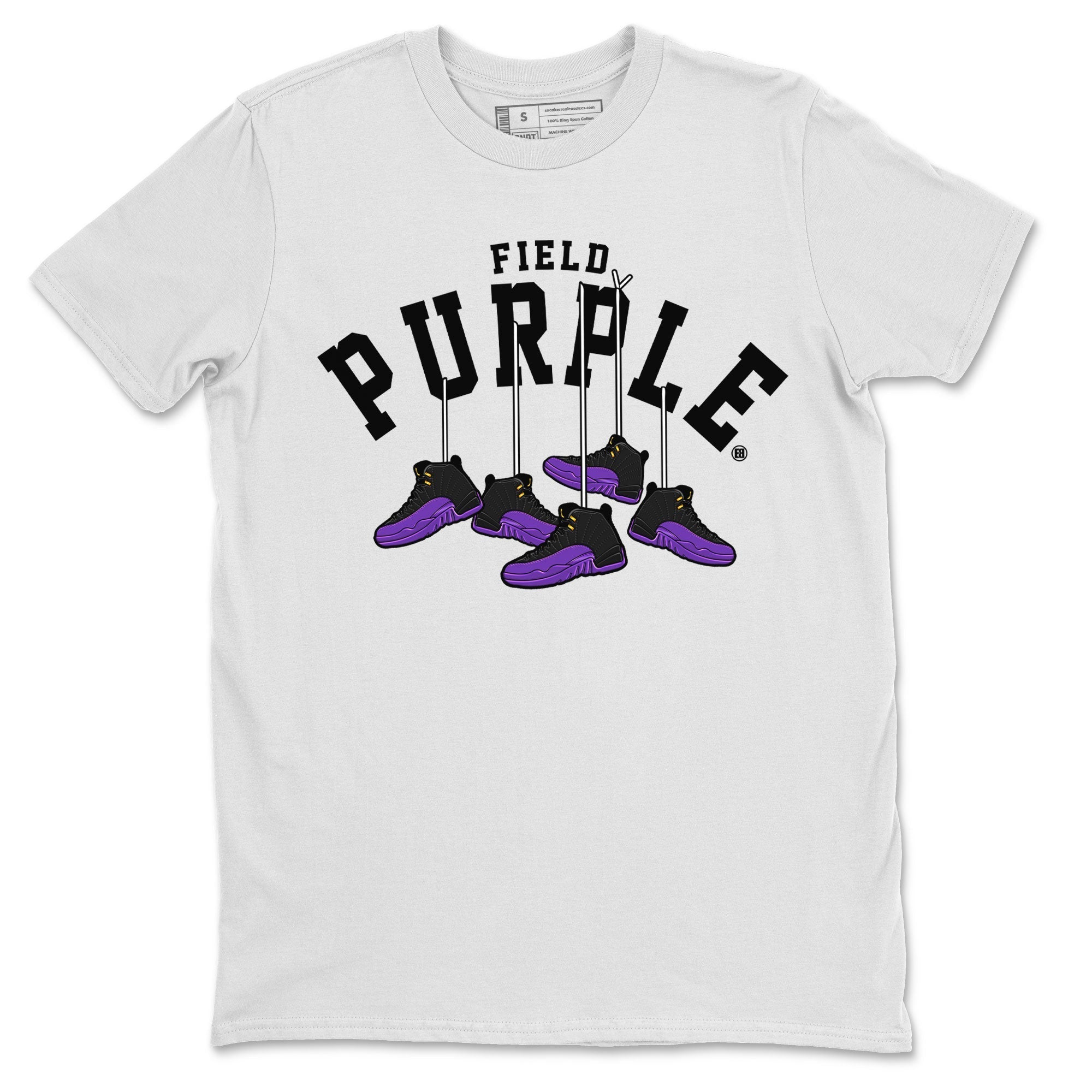 12s Field Purple shirt to match jordans Hanging Sneakers Streetwear Sneaker Shirt Air Jordan 12 Field Purple Drip Gear Zone Sneaker Matching Clothing Unisex White 2 T-Shirt