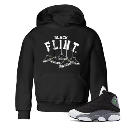 Air Jordan 13 Black Flint Sneaker Match Tees Hanging Sneakers Streetwear Sneaker Shirt Air Jordan 13 Retro Black Flint Sneaker Release Tees Kids Shirts Black 1