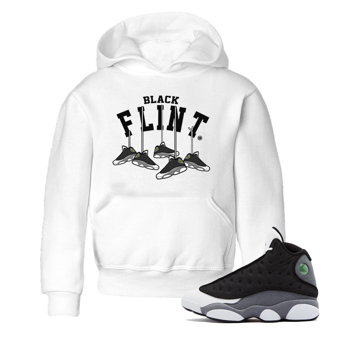 Air Jordan 13 Black Flint Sneaker Match Tees Hanging Sneakers Streetwear Sneaker Shirt Air Jordan 13 Retro Black Flint Sneaker Release Tees Kids Shirts White 1