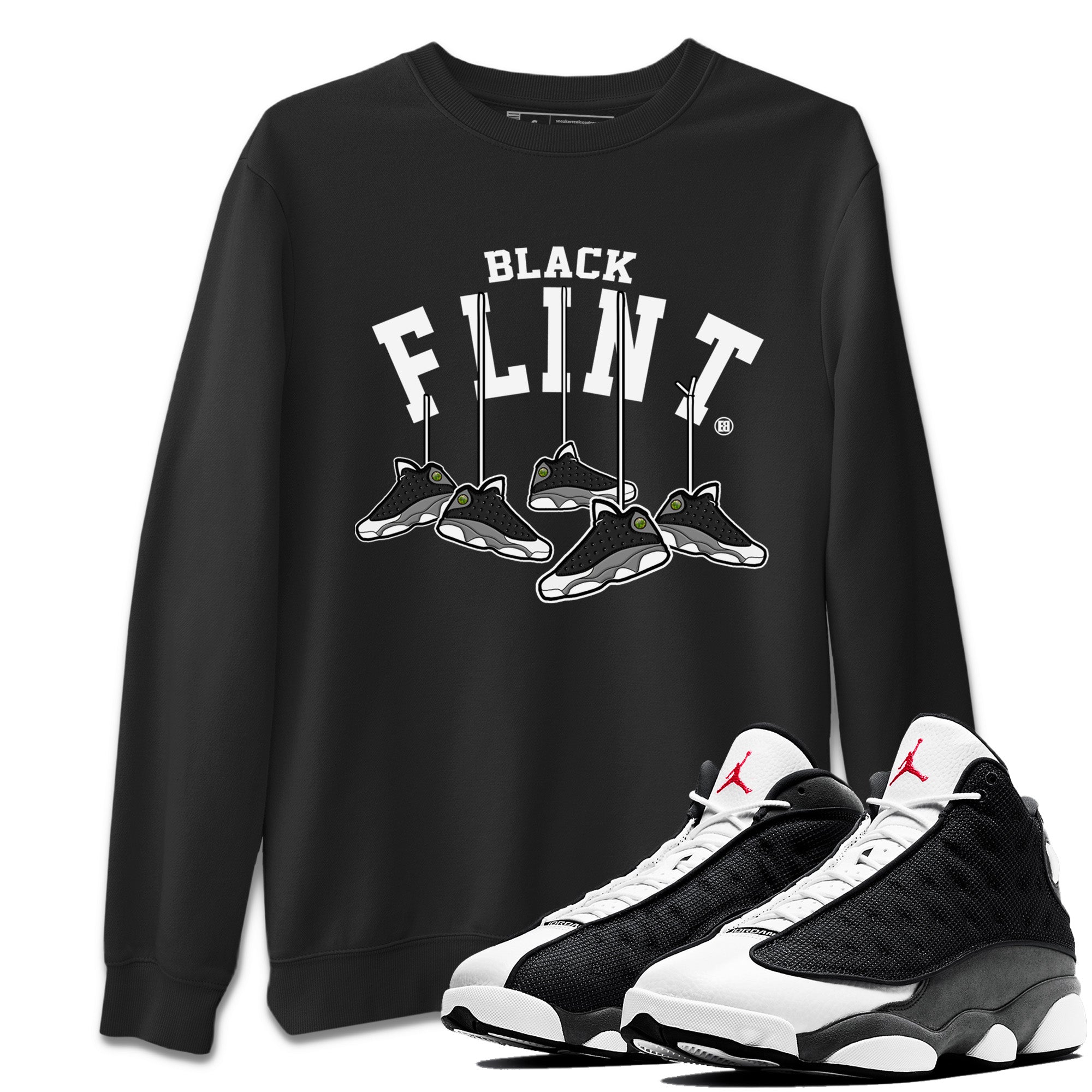 Air Jordan 13 Black Flint Sneaker Match Tees Hanging Sneakers Streetwear Sneaker Shirt Air Jordan 13 Retro Black Flint Sneaker Release Tees Unisex Shirts Black 1