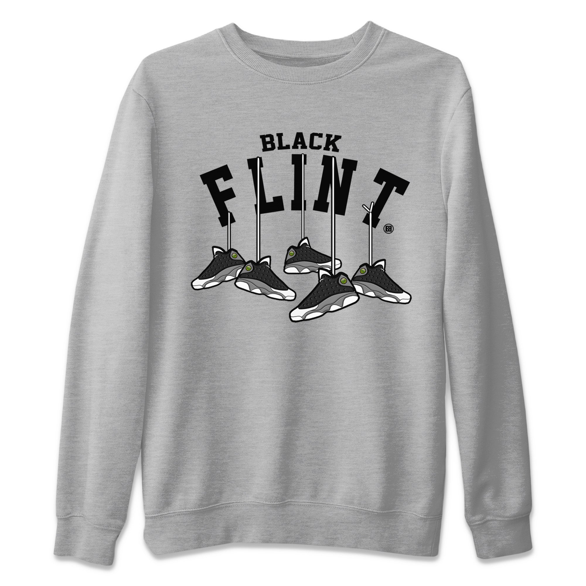 Air Jordan 13 Black Flint Sneaker Match Tees Hanging Sneakers Streetwear Sneaker Shirt Air Jordan 13 Retro Black Flint Sneaker Release Tees Unisex Shirts Heather Grey 2